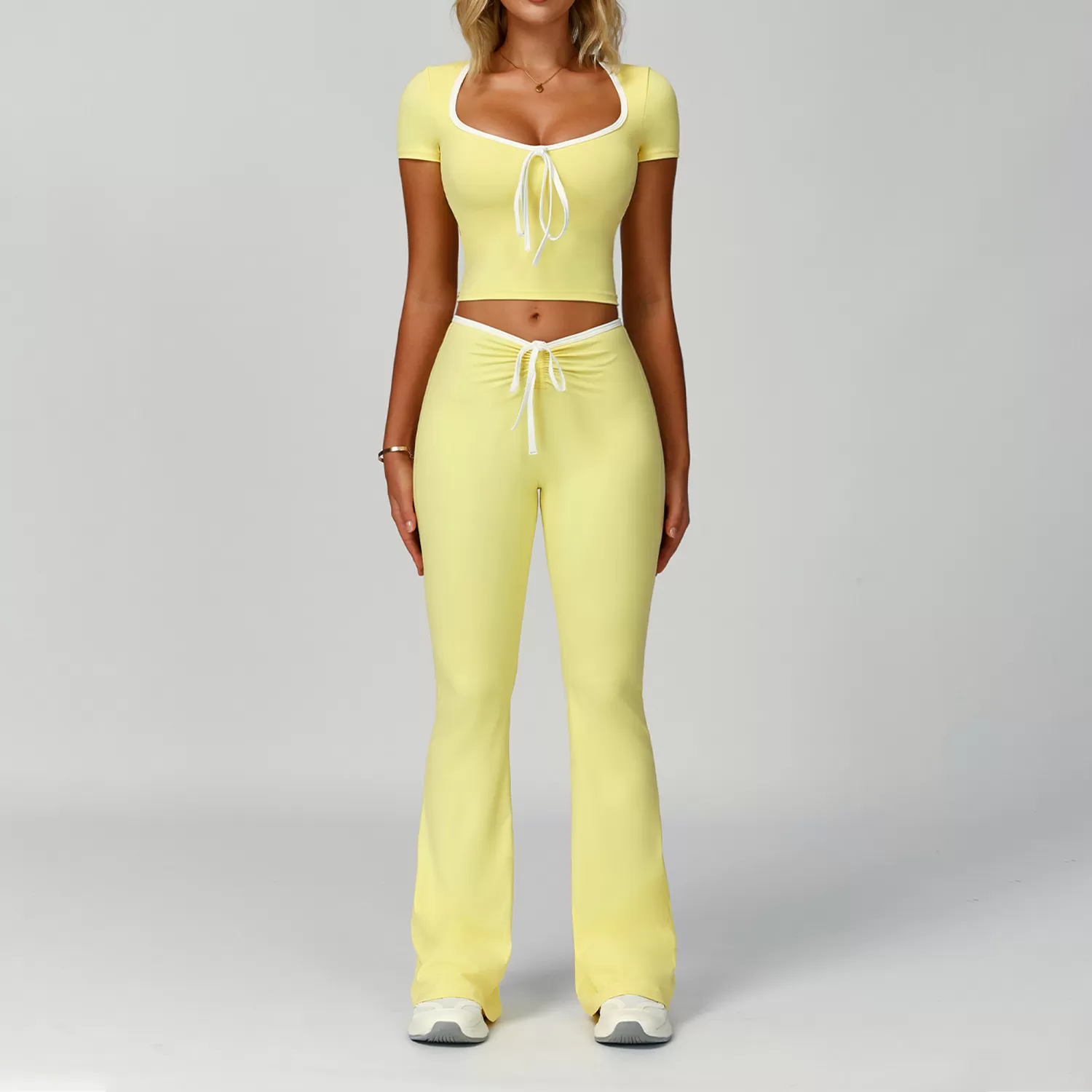 Gym Short Sleeve Tops Hairband Workout suits Long Pants Yoga Sets for Women FGBTZ2017