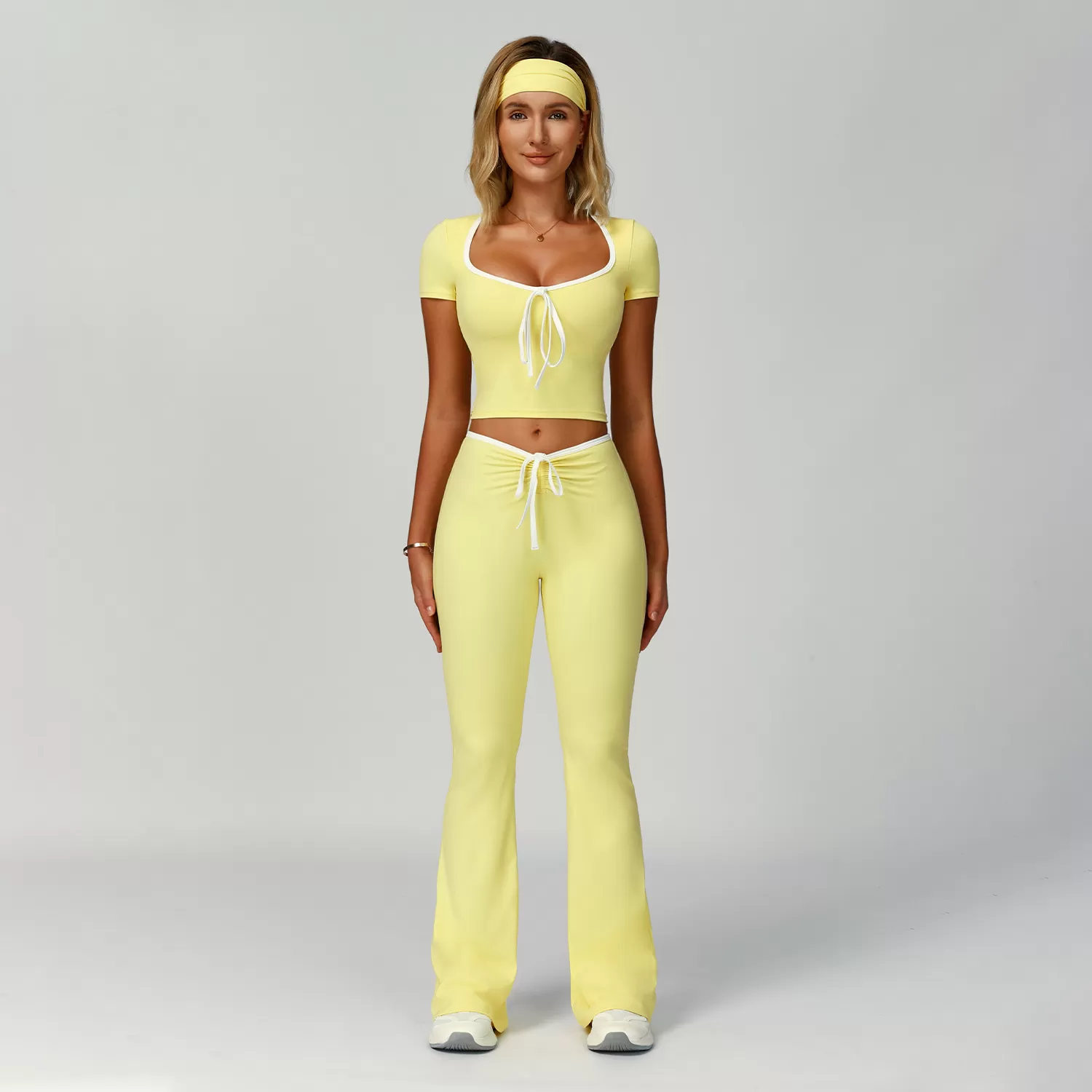 Yellow Short Sleeve+Long Pants+Hairband