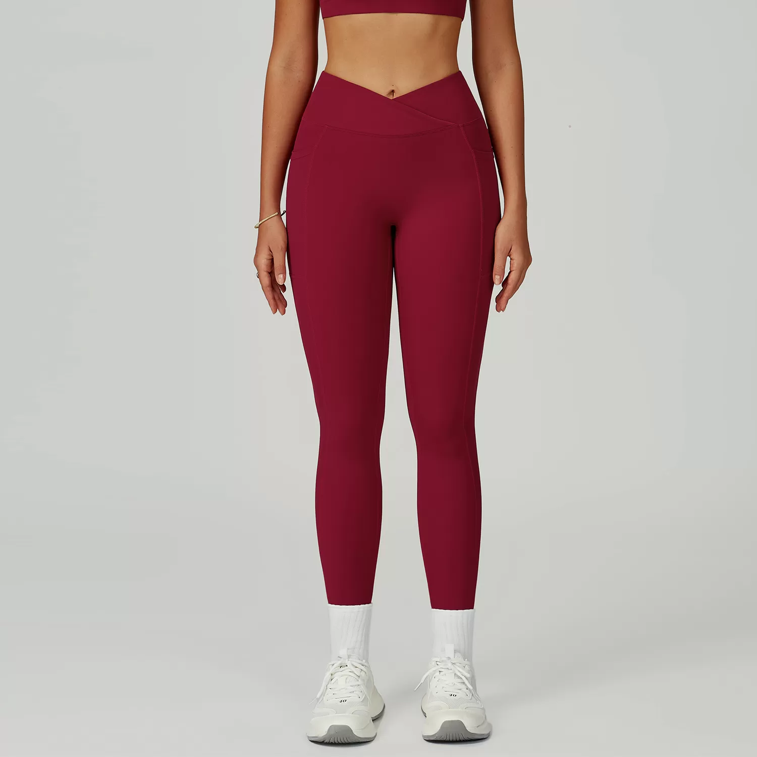 Yoga Legging With Side Pocket v Design Gym Fitness Leggings for Women FGBECK2030-1