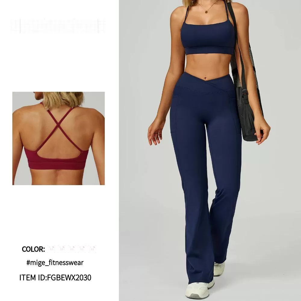 Gym Yoga Bra Backless Cross Bras Running Fitness Comfortable Sports Bra for Women FGBEWX2030