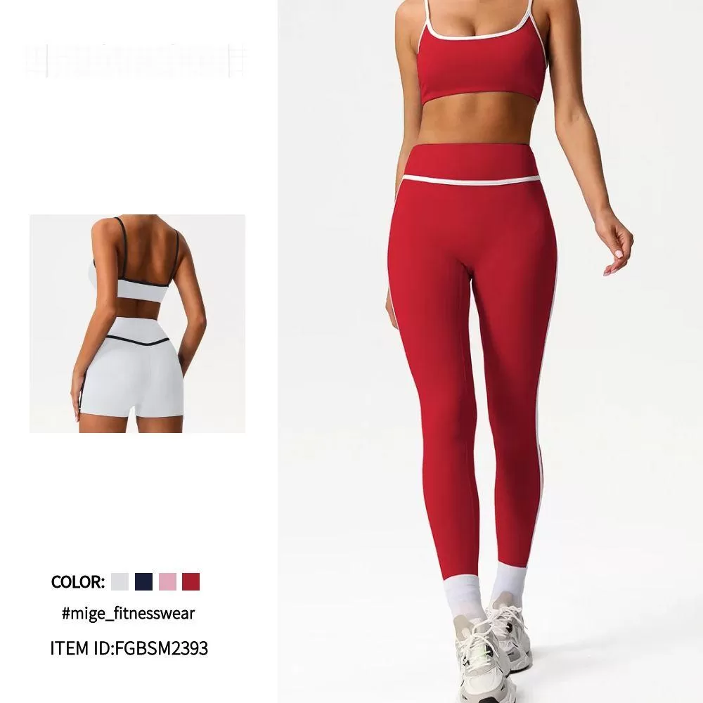 Custom Women Workout Fitness 2PCS Leggings Suit Hip Line Design Sportswear Gym Fitness Sets FGBSM2393