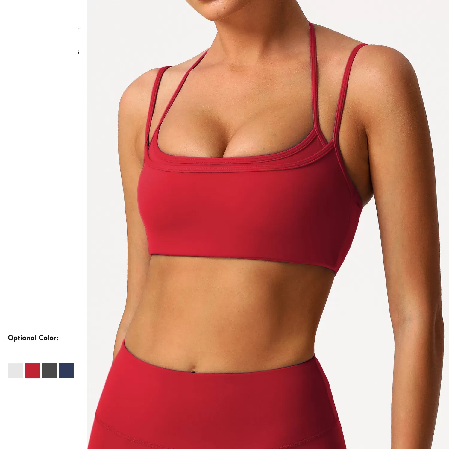 Double-layer Style Halter-neck Back Gym Fitness Yoga Bra Fitness Adjustable Yoga Sports Bra FGBSM9000