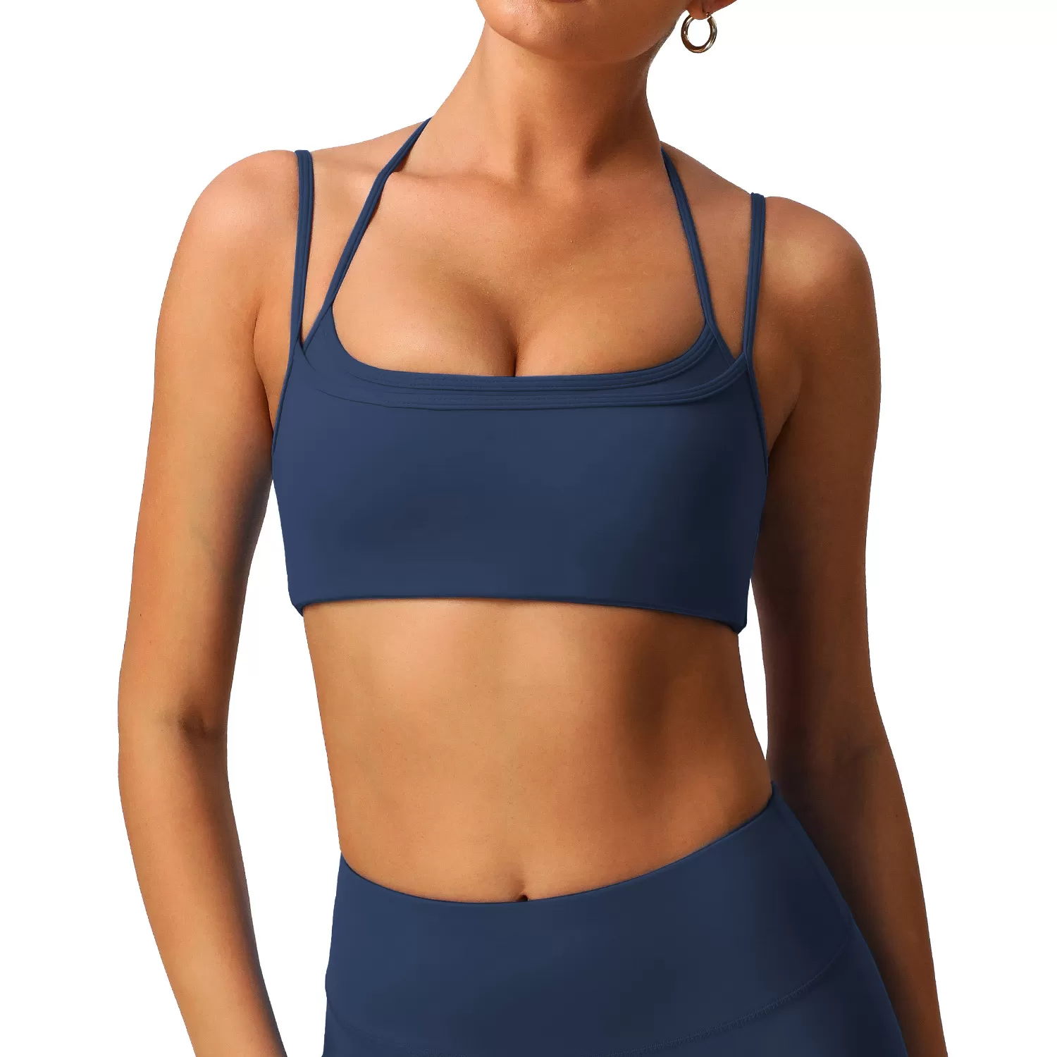 Double-layer Style Halter-neck Back Gym Fitness Yoga Bra Fitness Adjustable Yoga Sports Bra FGBSM9000