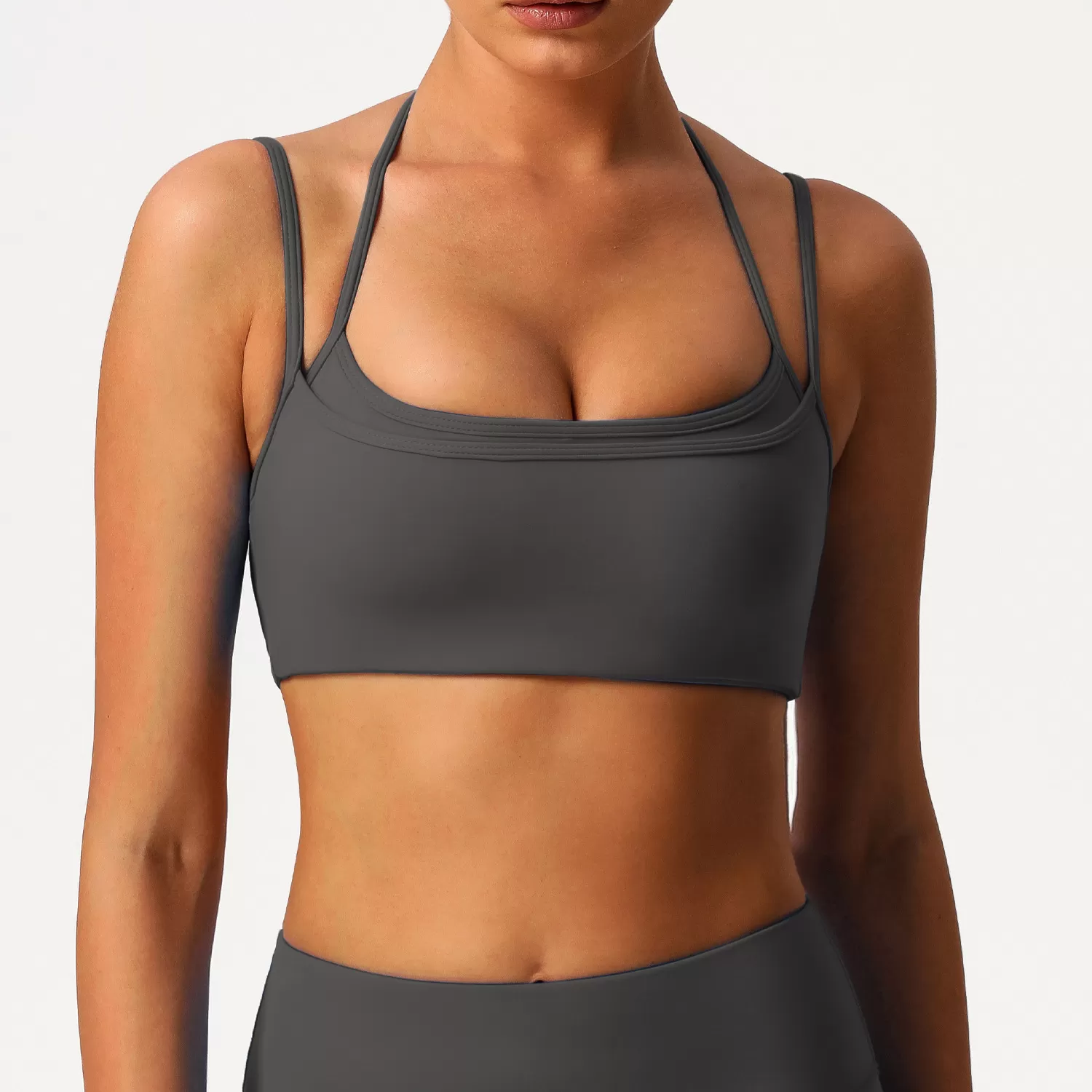 Double-layer Style Halter-neck Back Gym Fitness Yoga Bra Fitness Adjustable Yoga Sports Bra FGBSM9000