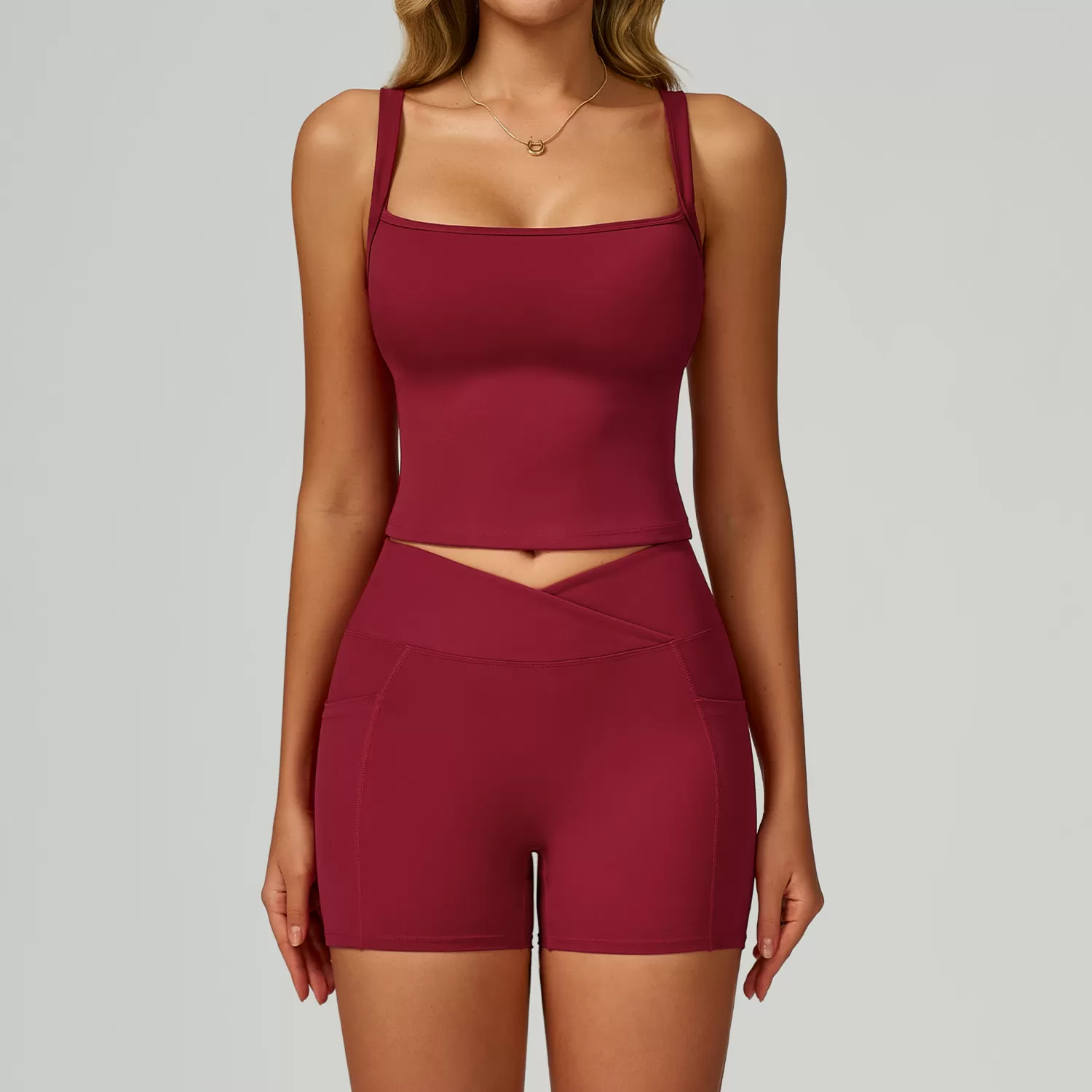 Cherry Red singlet+shorts