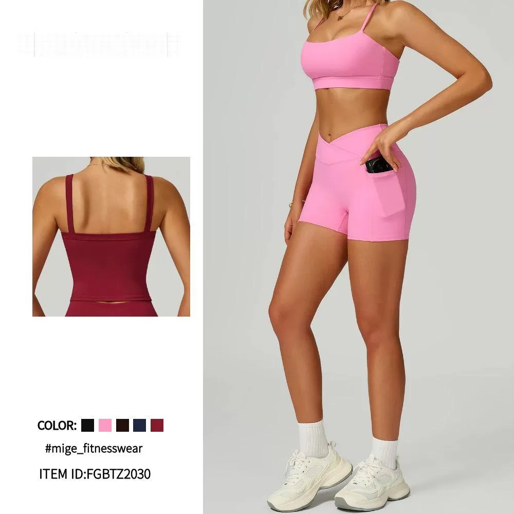 Women Gym Clothing Wear Sports Bra Vest Shorts Yoga Leggings Pants Set Fitness Gym 5PCS Set FGBTZ2030