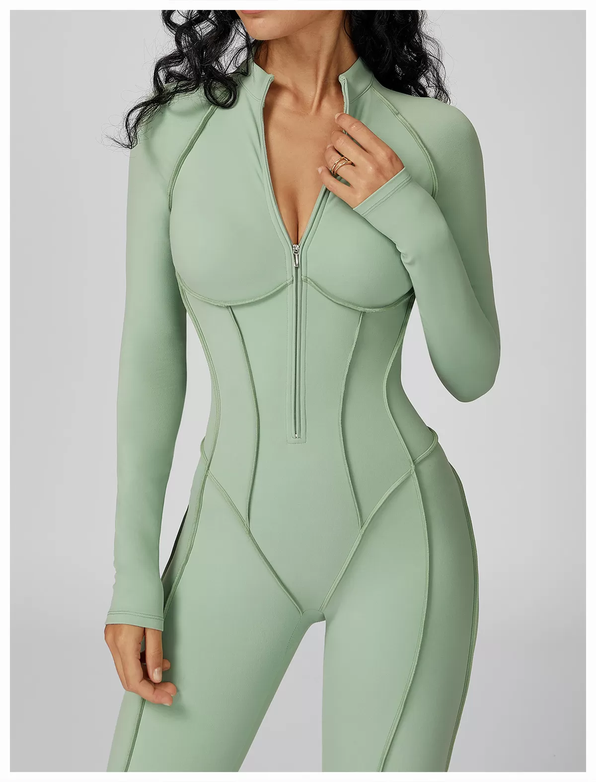 3 D Lines Fitness Jumpsuits Zip Long One Piece Gym Yoga FGBELT9326