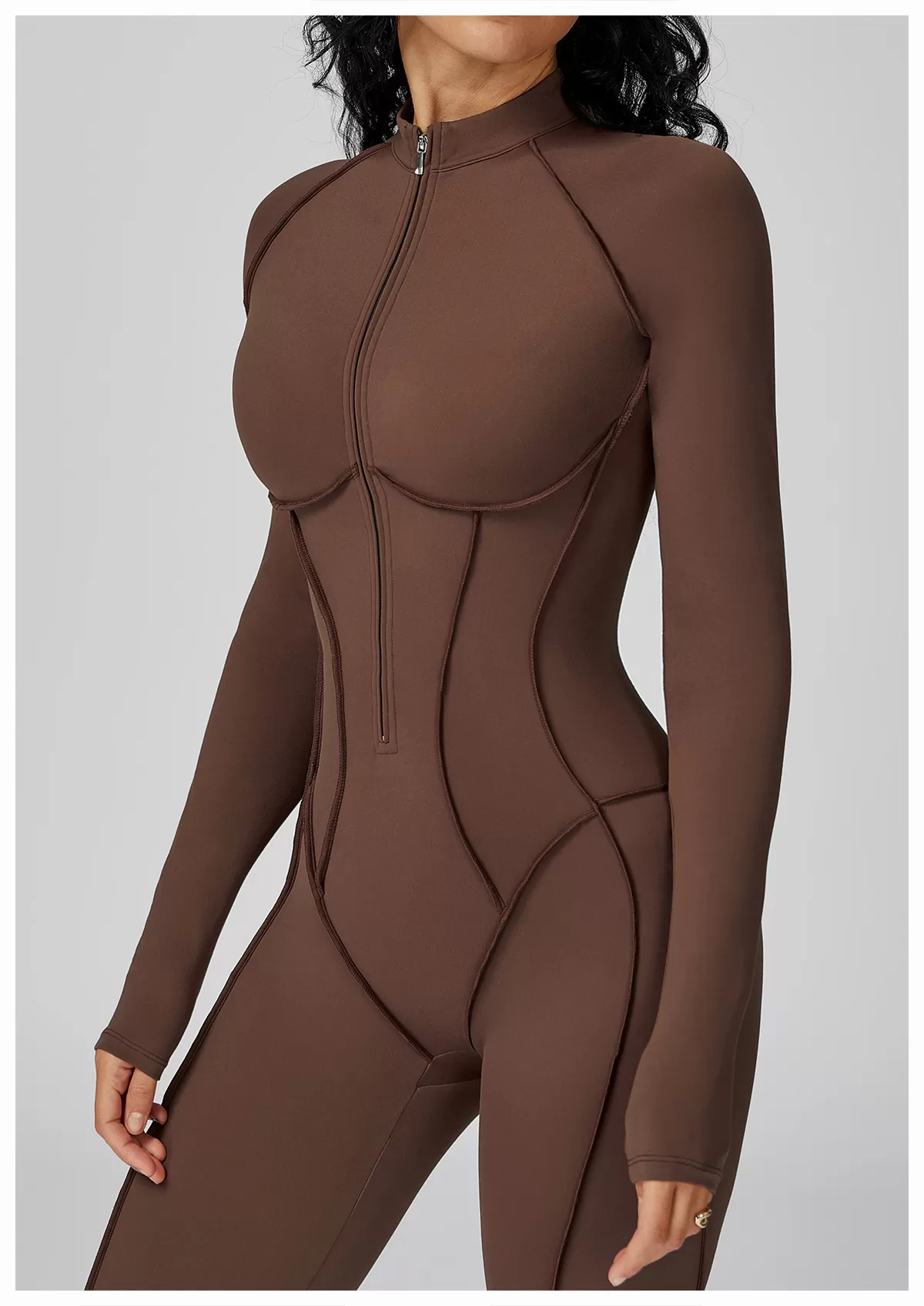 3 D Lines Fitness Jumpsuits Zip Long One Piece Gym Yoga FGBELT9326