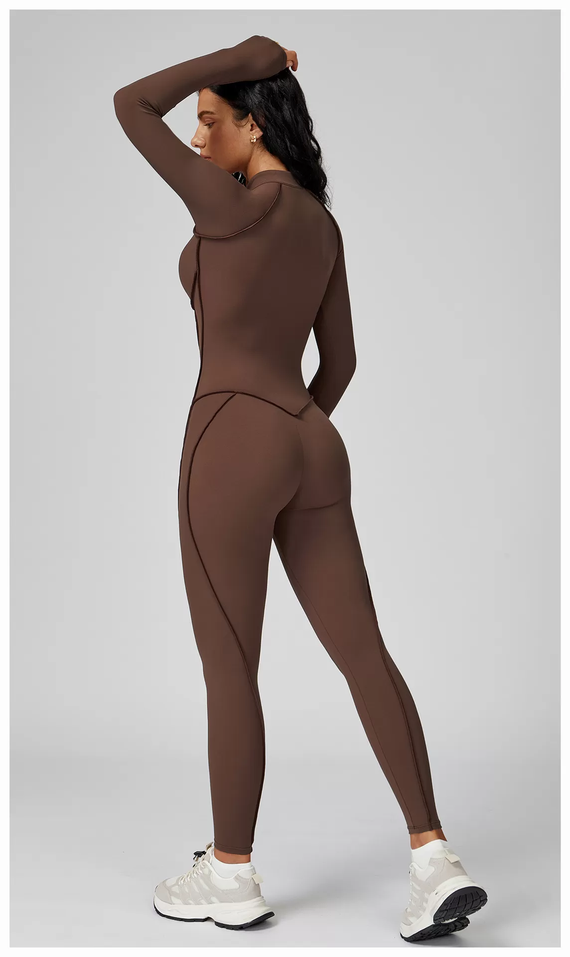 3 D Lines Fitness Jumpsuits Zip Long One Piece Gym Yoga FGBELT9326