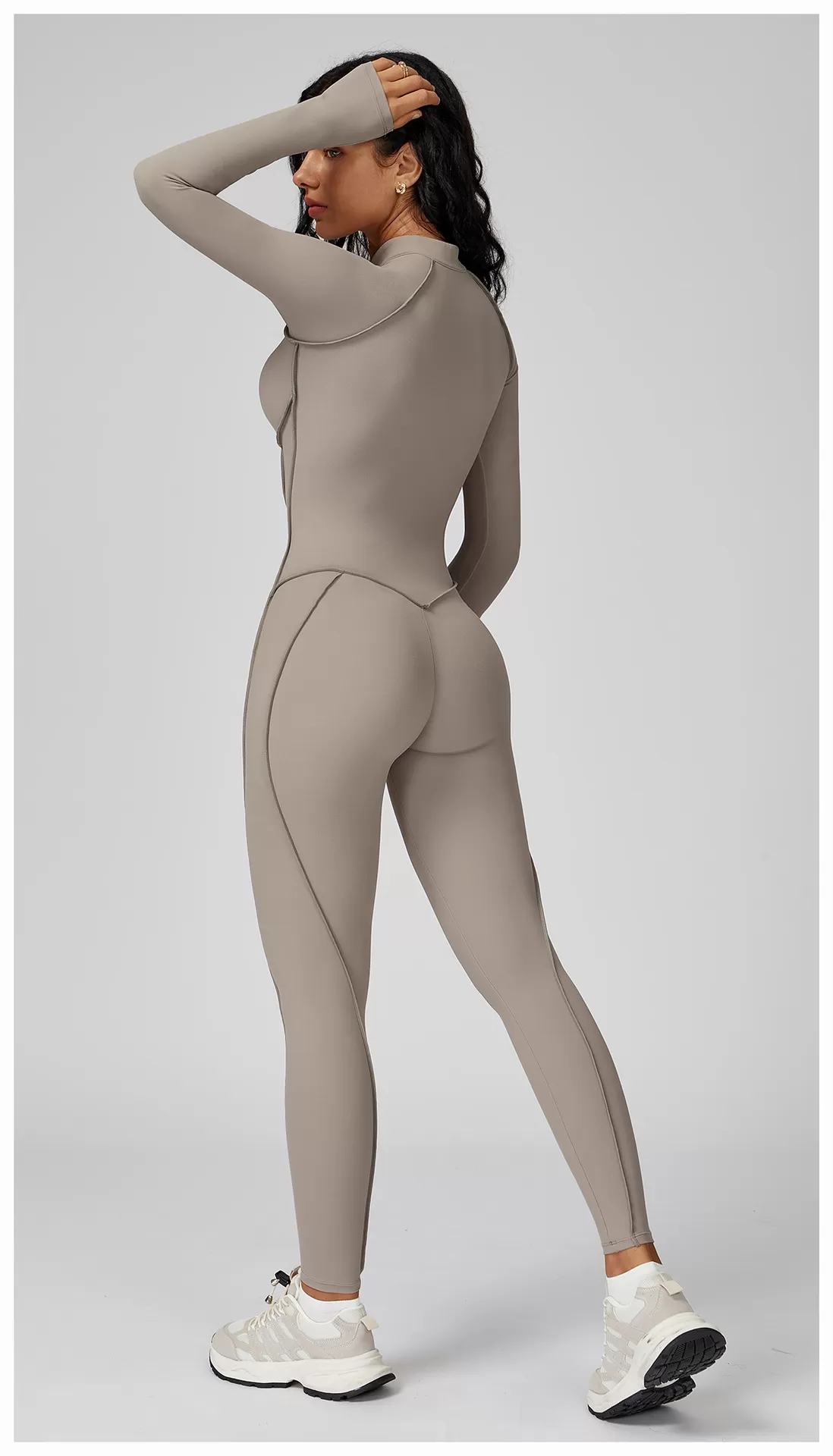 3 D Lines Fitness Jumpsuits Zip Long One Piece Gym Yoga FGBELT9326