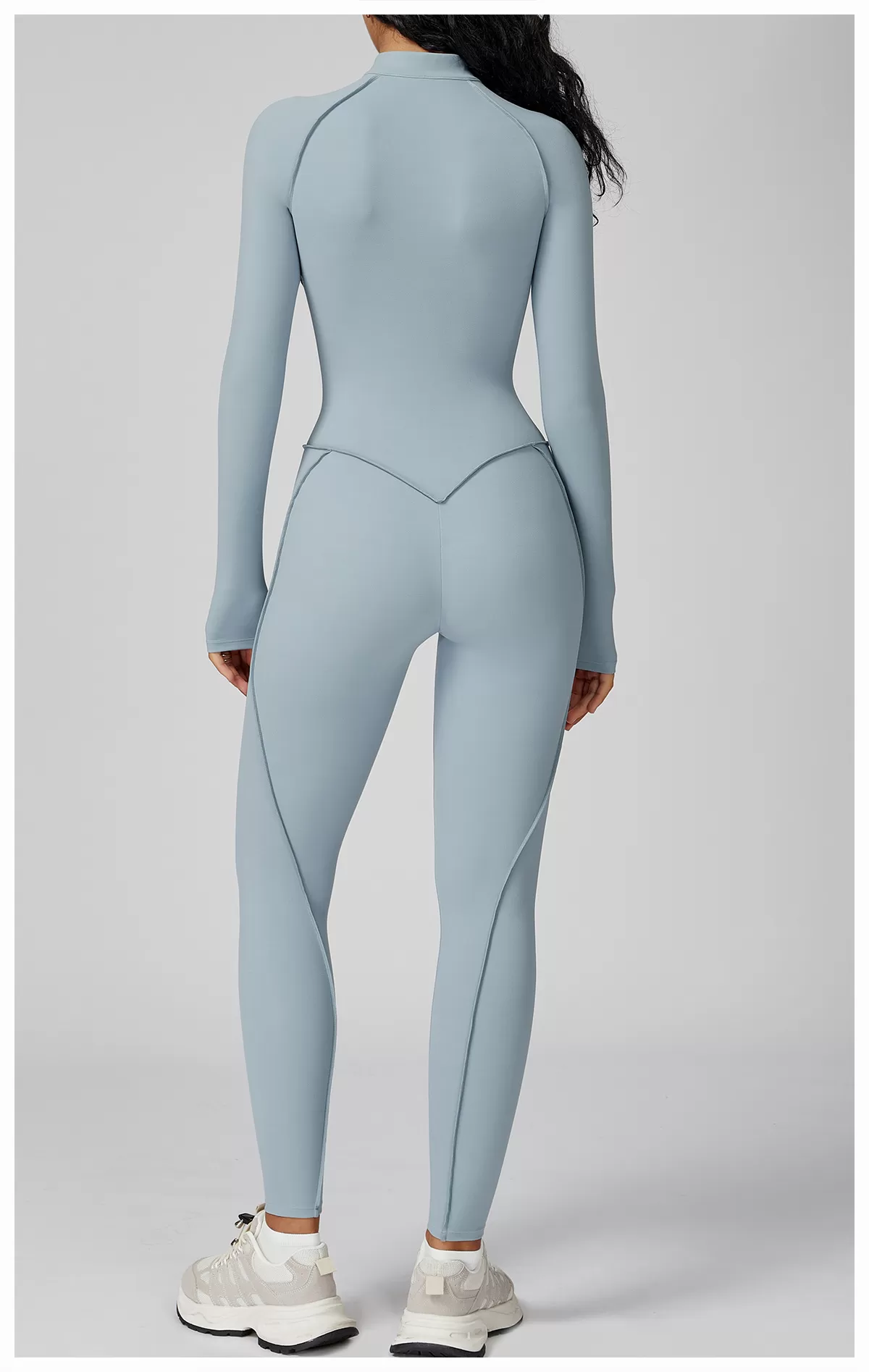 3 D Lines Fitness Jumpsuits Zip Long One Piece Gym Yoga FGBELT9326