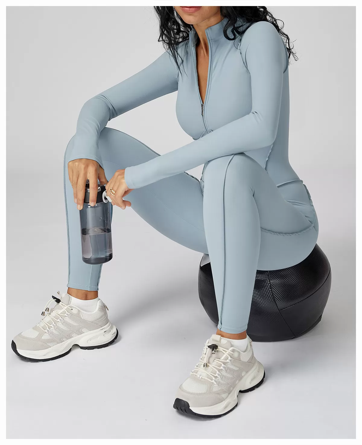 3 D Lines Fitness Jumpsuits Zip Long One Piece Gym Yoga FGBELT9326