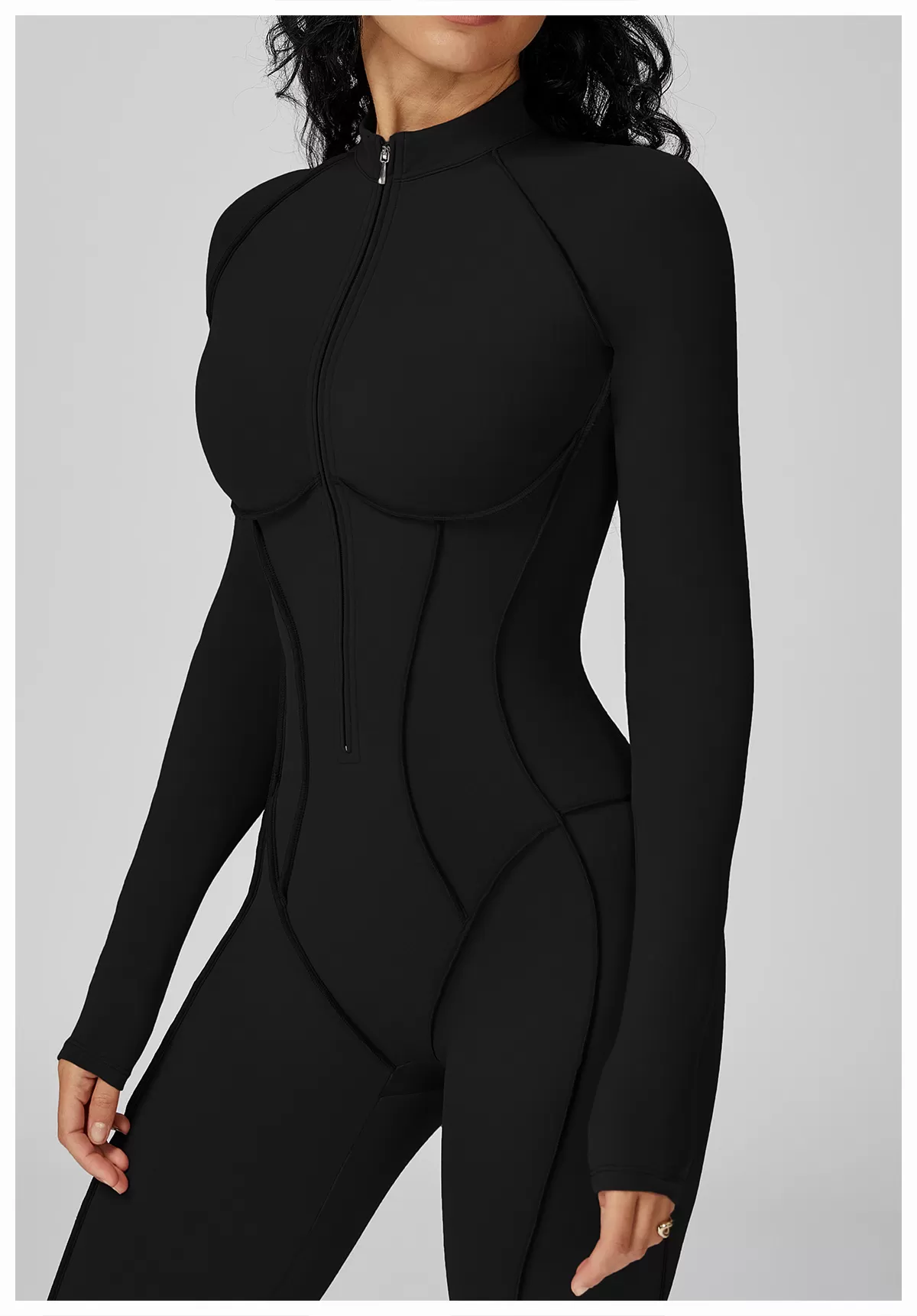 3 D Lines Fitness Jumpsuits Zip Long One Piece Gym Yoga FGBELT9326