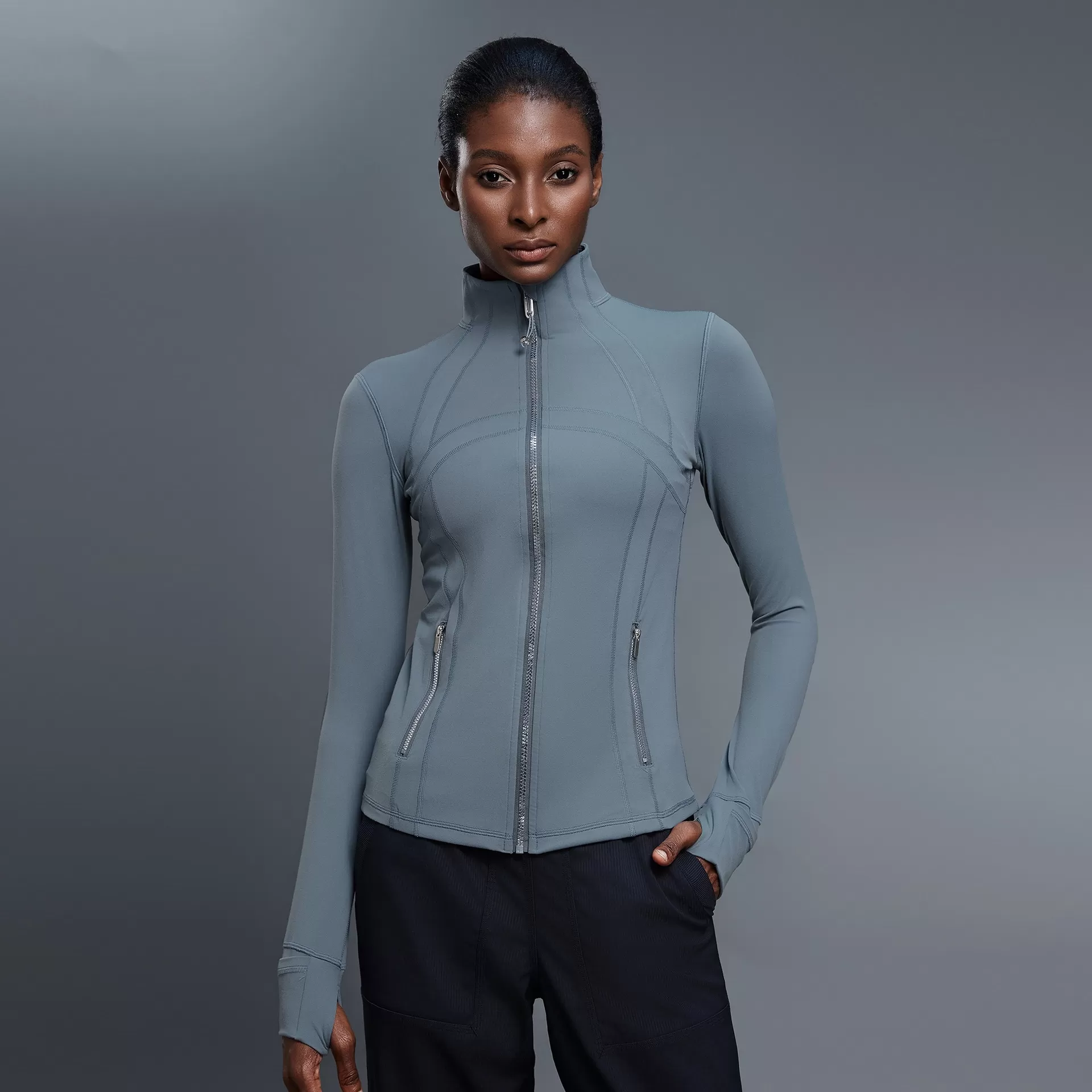 Women's Gym  Zip up Stand Collar Zip-Up Yoga Sleeve Sports Jacket FGBD25151