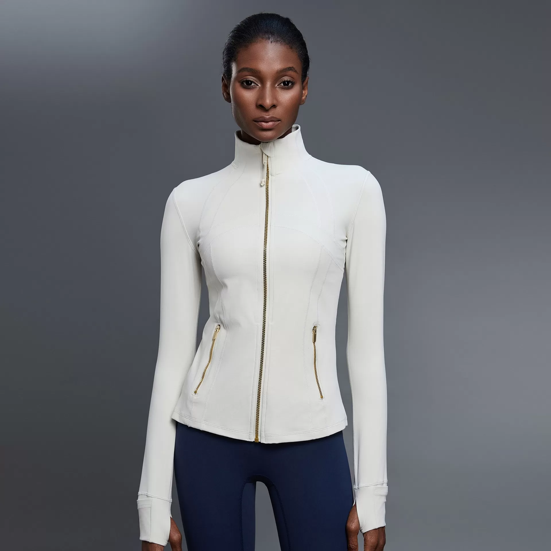 Women's Gym  Zip up Stand Collar Zip-Up Yoga Sleeve Sports Jacket FGBD25151