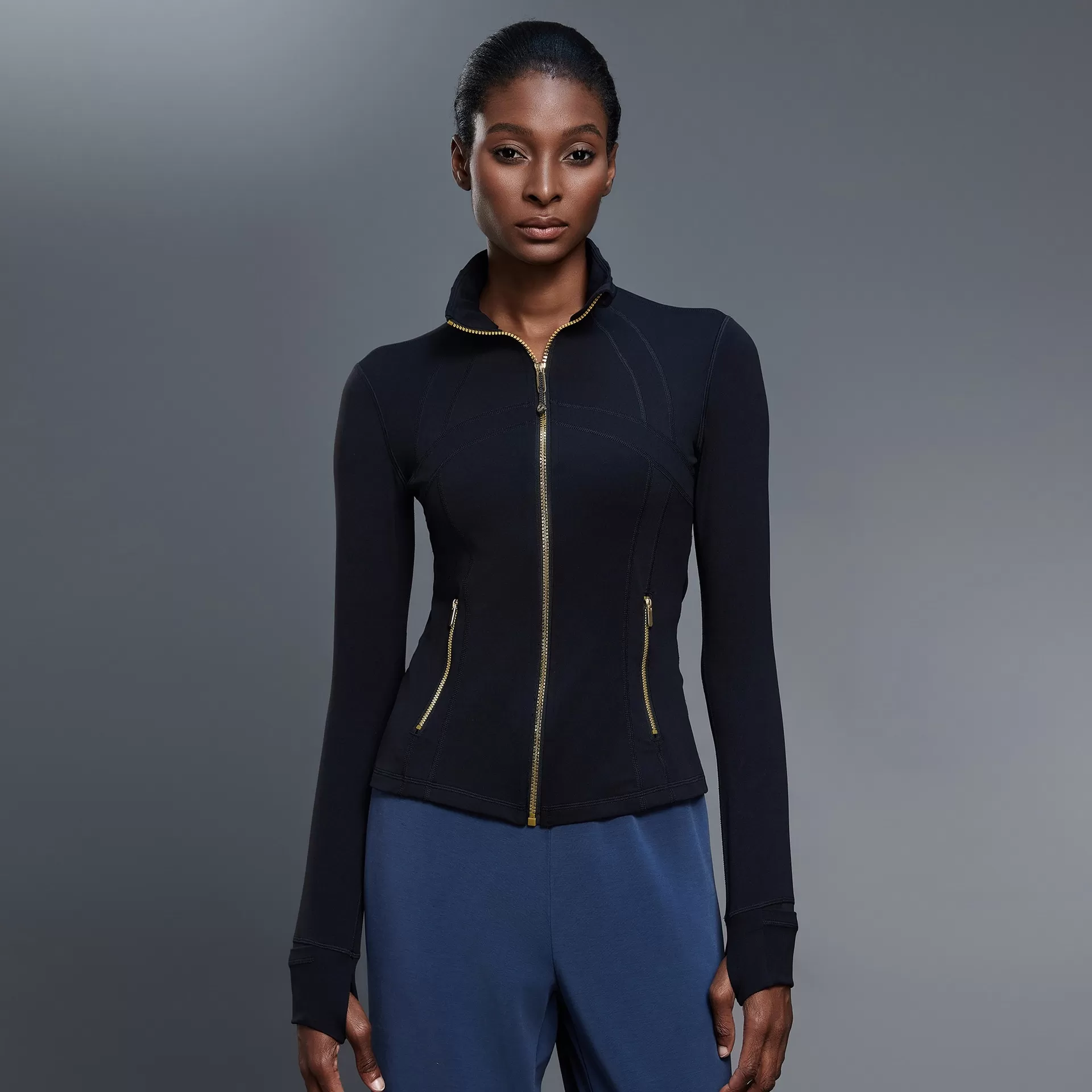 Women's Gym  Zip up Stand Collar Zip-Up Yoga Sleeve Sports Jacket FGBD25151