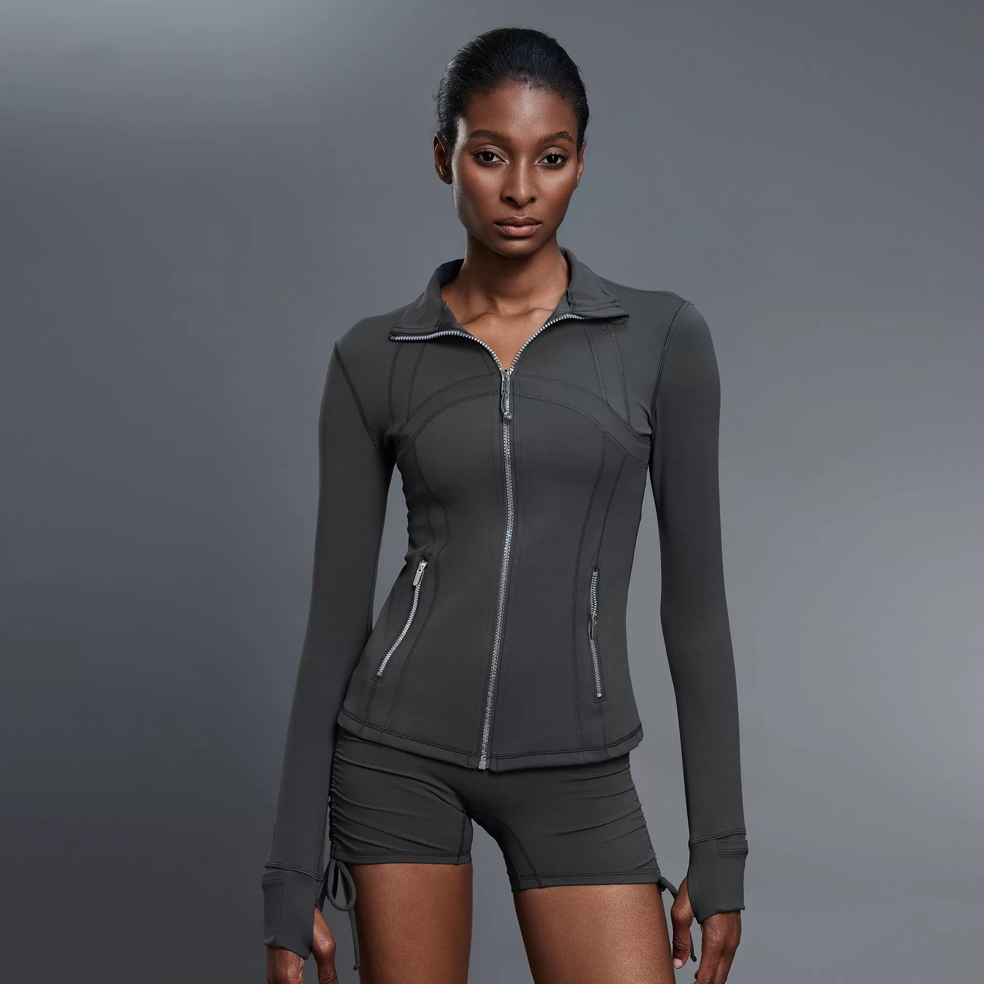 Women's Gym  Zip up Stand Collar Zip-Up Yoga Sleeve Sports Jacket FGBD25151