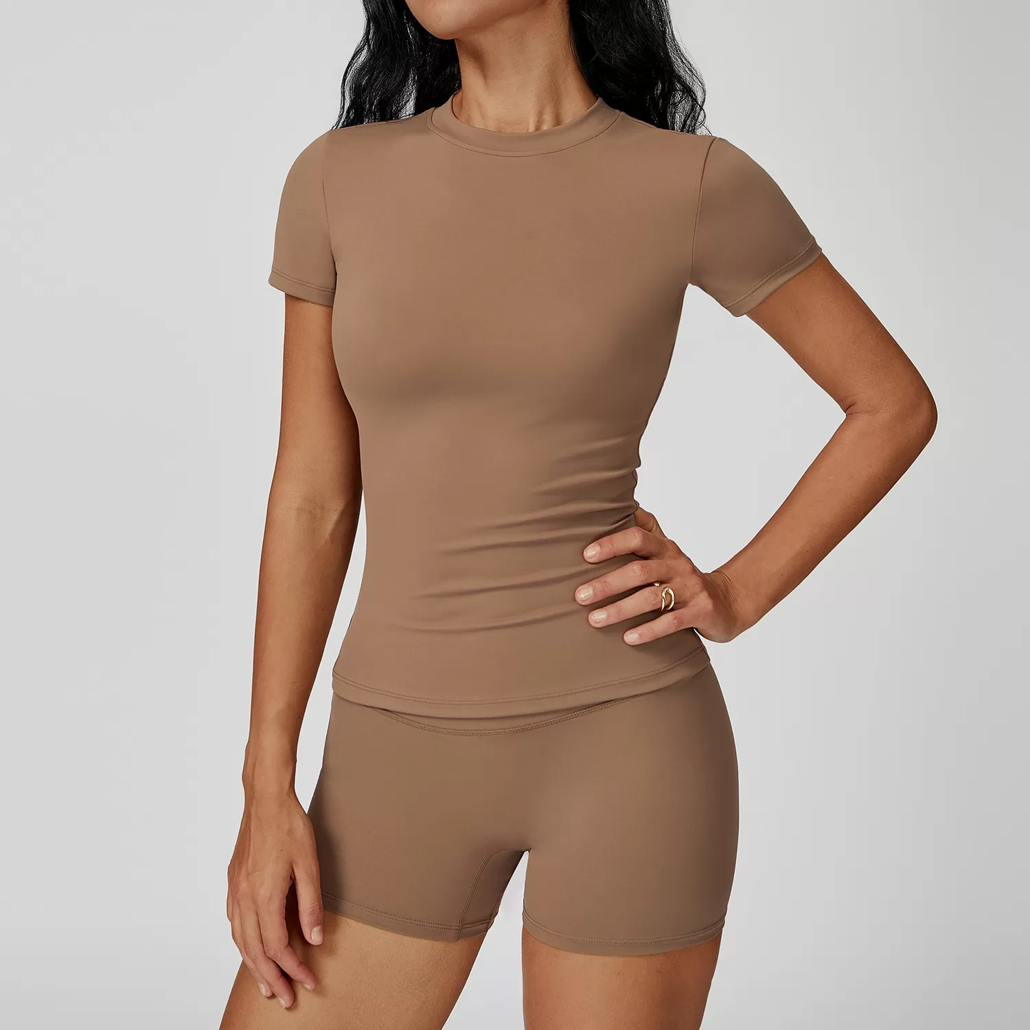 Brown short sleeves+shorts