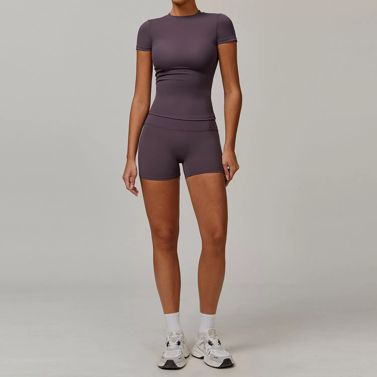 Eggplant short sleeves+shorts