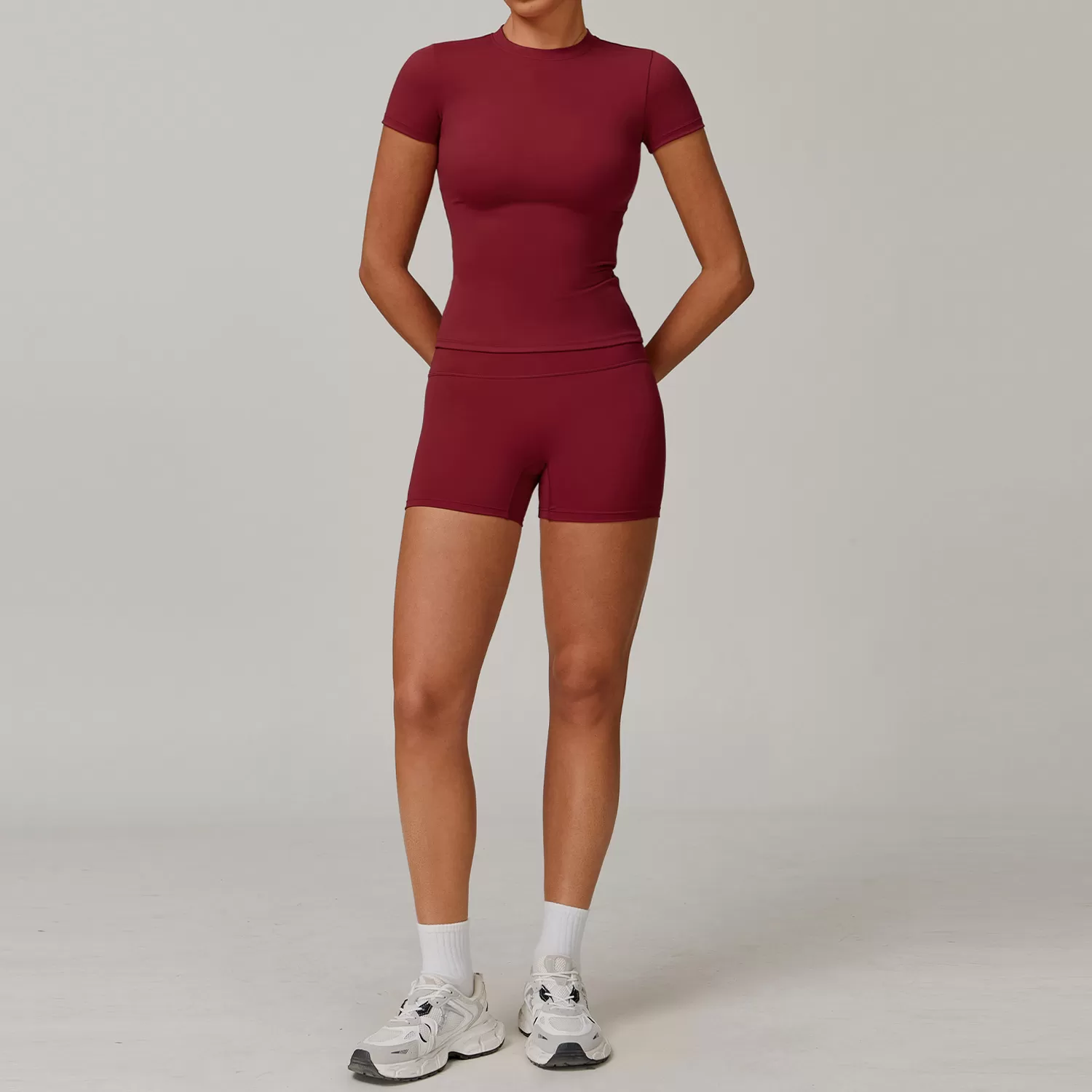 Cherry red short sleeves+shorts
