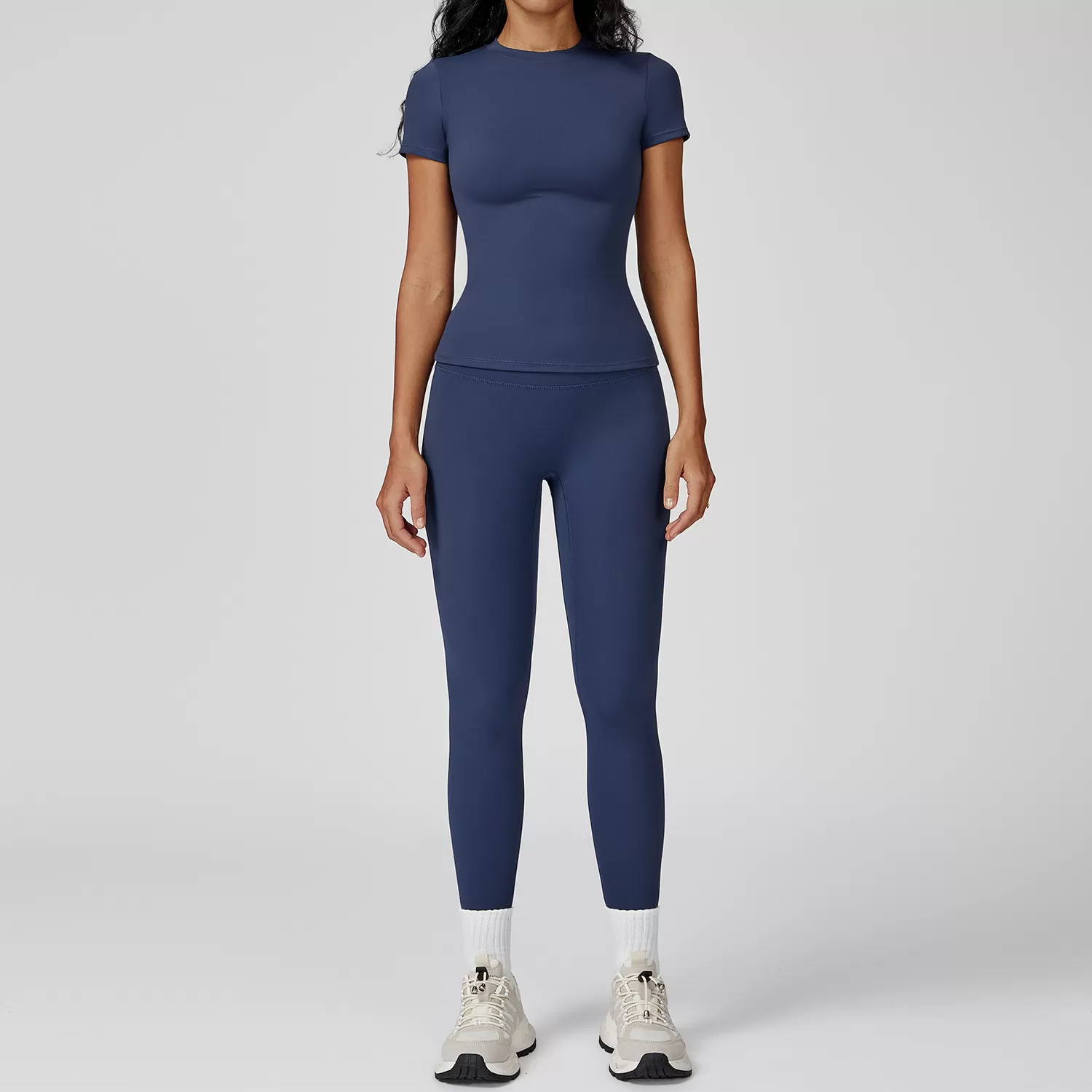 Dark blue short sleeves+leggings