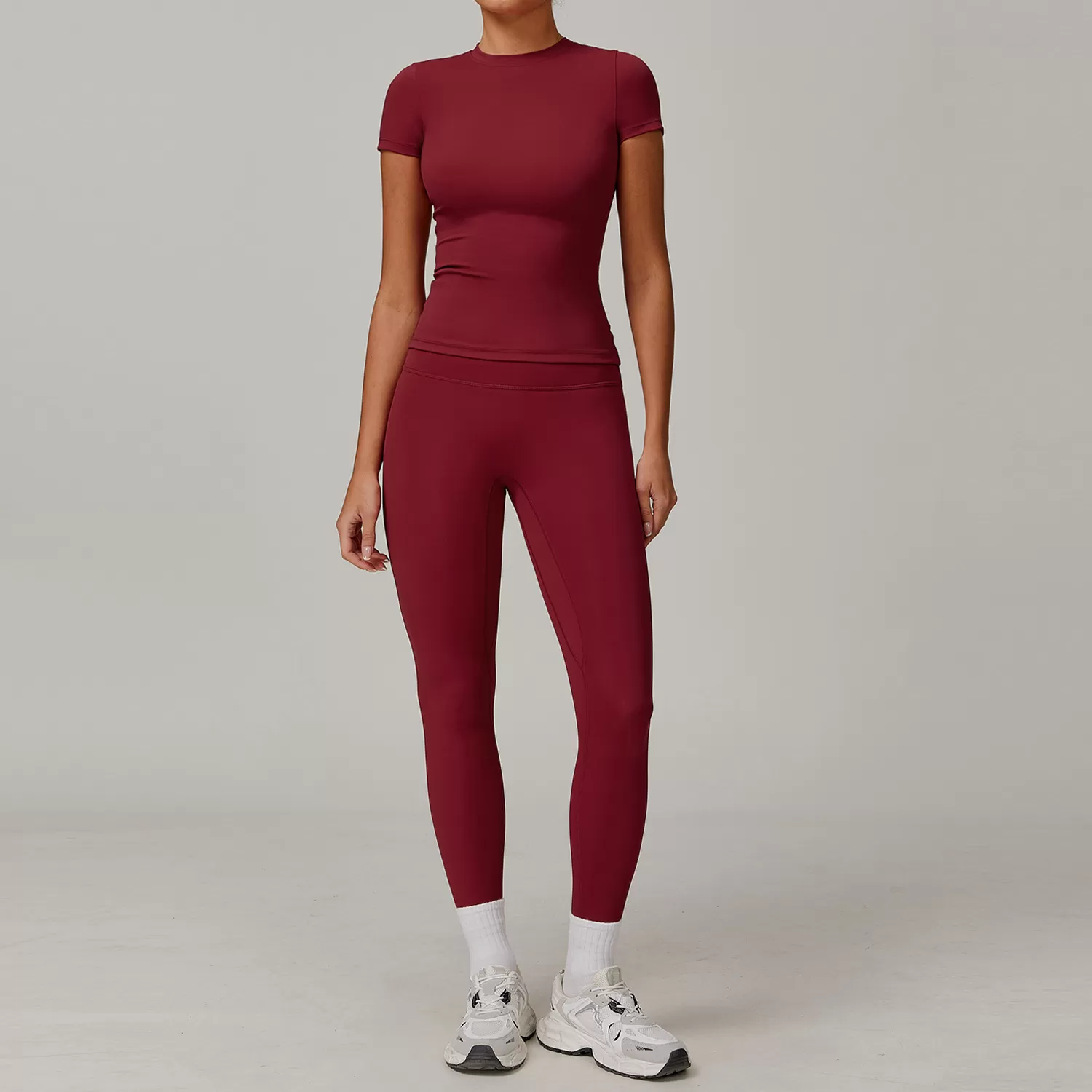 Cherry red short sleeves+leggings