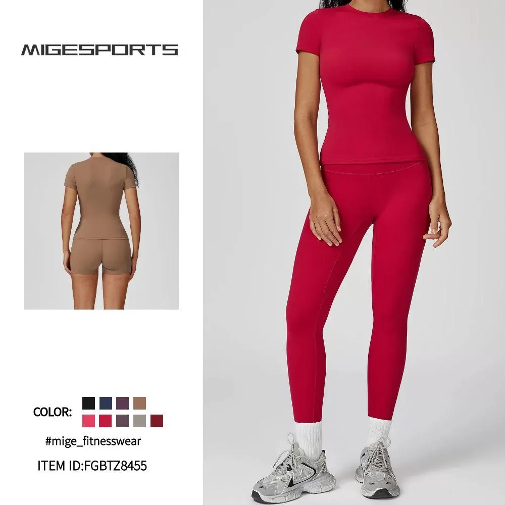 Women's Sports Solid Color Fitness Suit Yoga Sports Set FGBTZ8455