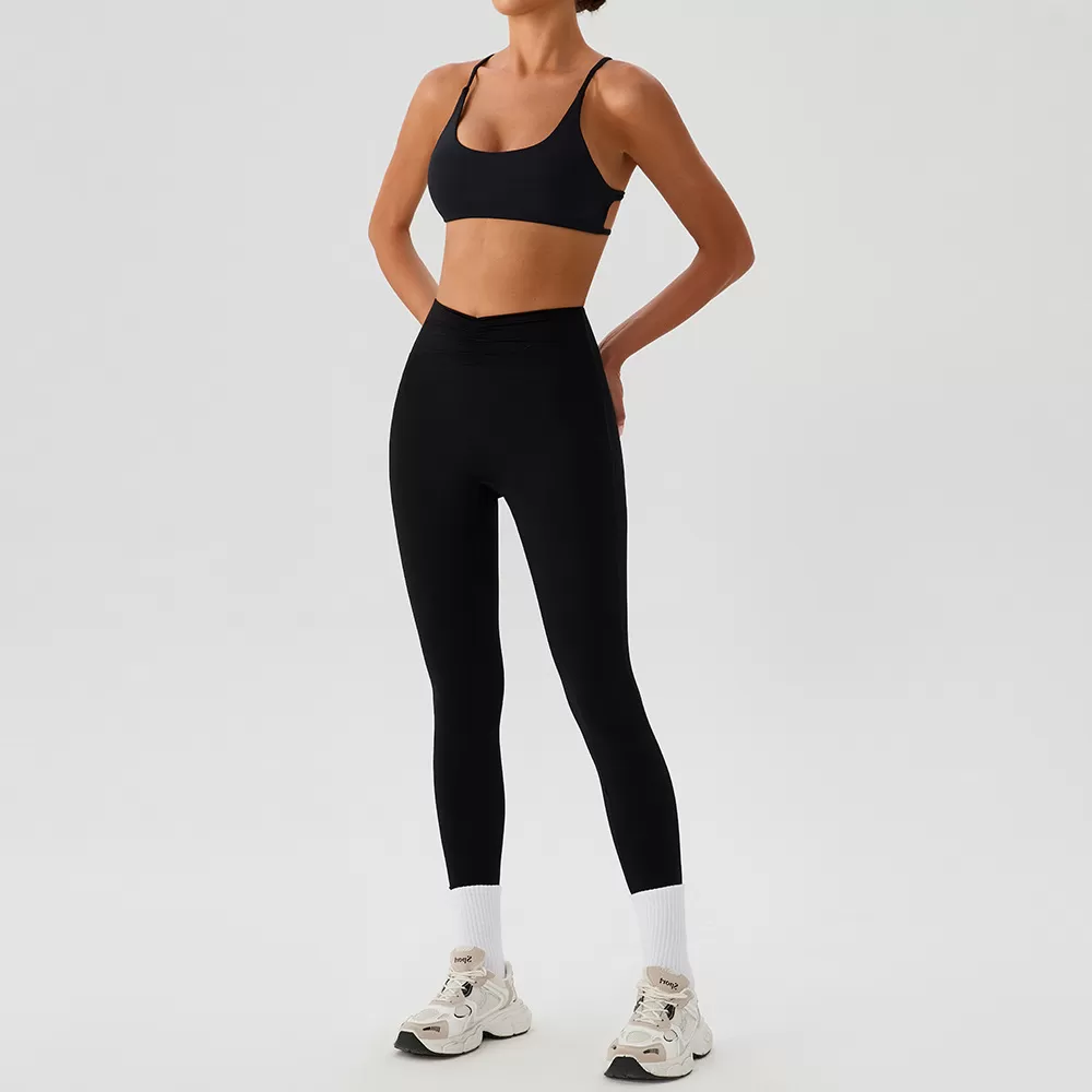 4pcs Set Fitness Gym Set V Neck design Set Sport Suit FGBYW560+YW564+YW562