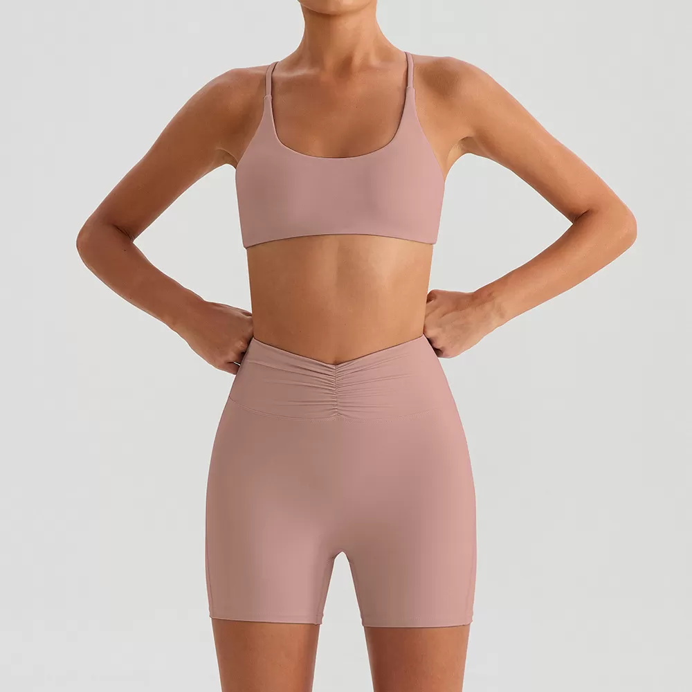 4pcs Set Fitness Gym Set V Neck design Set Sport Suit FGBYW560+YW564+YW562
