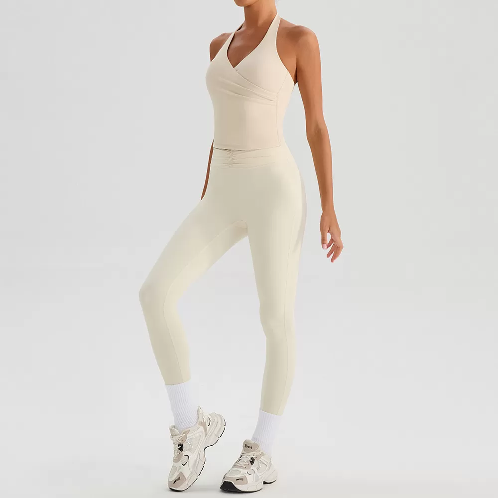 4pcs Set Fitness Gym Set V Neck design Set Sport Suit FGBYW560+YW564+YW562