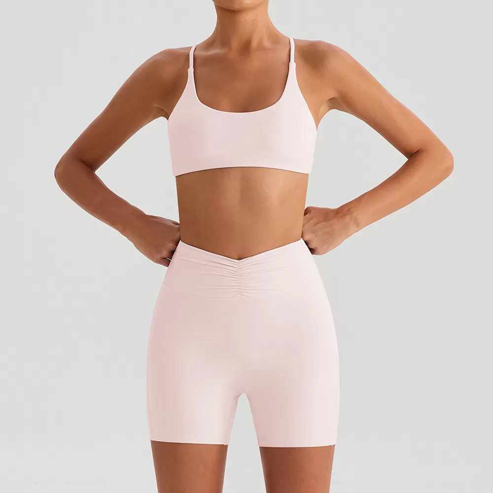 4pcs Set Fitness Gym Set V Neck design Set Sport Suit FGBYW560+YW564+YW562