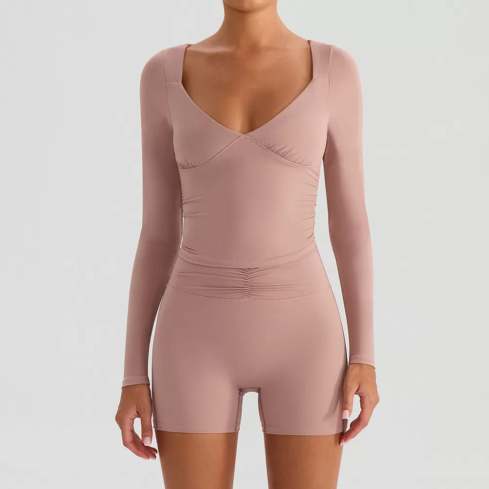 Pink long sleeves+shorts