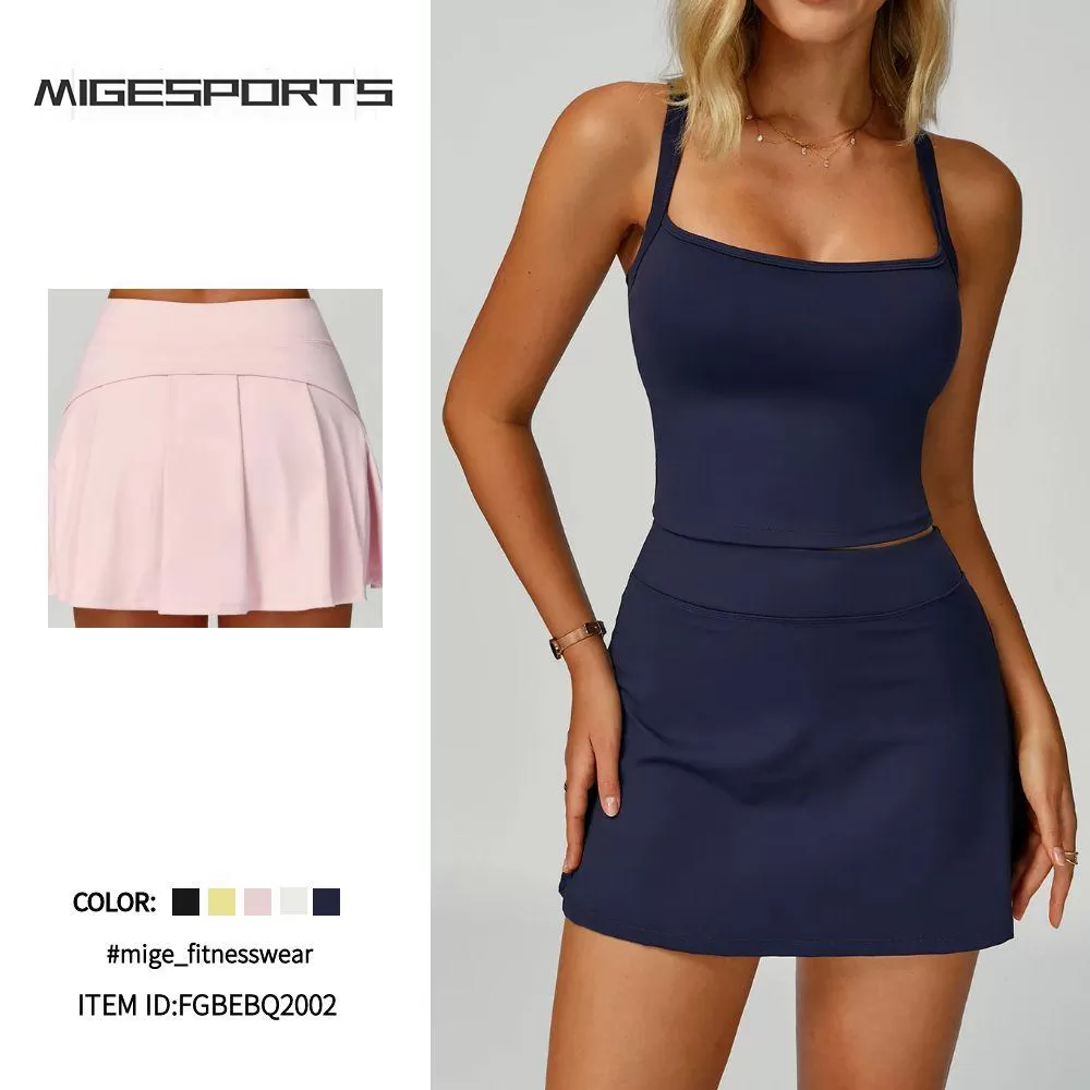 Women Gym Fitness Skirt Elastic Waist Yoga Golf Tennis Peak Ball Mini Skirt FGBEBQ2002