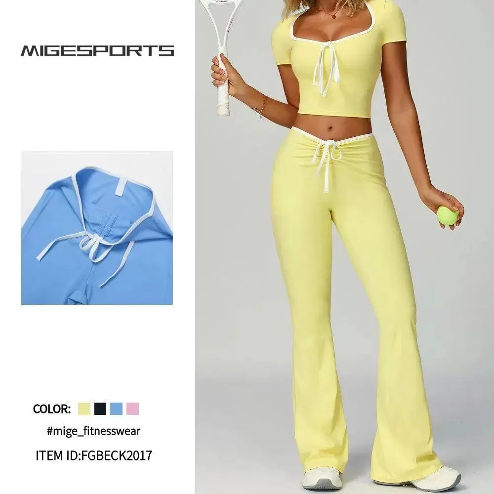 Beautiful Buttocks Line Design High Waist High-Waisted Yoga Flared Pants Wide-Leg Pants FGBECK2017