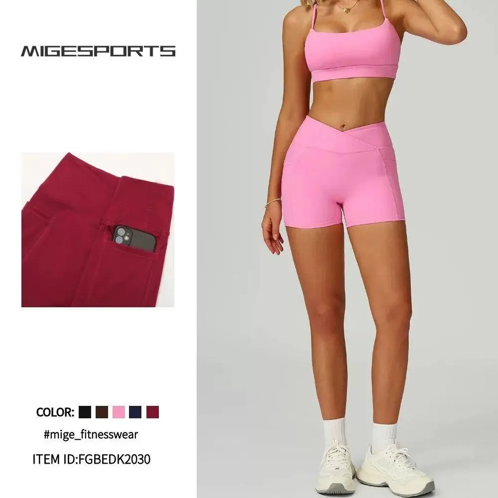 Yoga Leggings With Side Pocket v Design Yoga Slim  Fitness Sports Shorts Tights Women FGBEDK2030