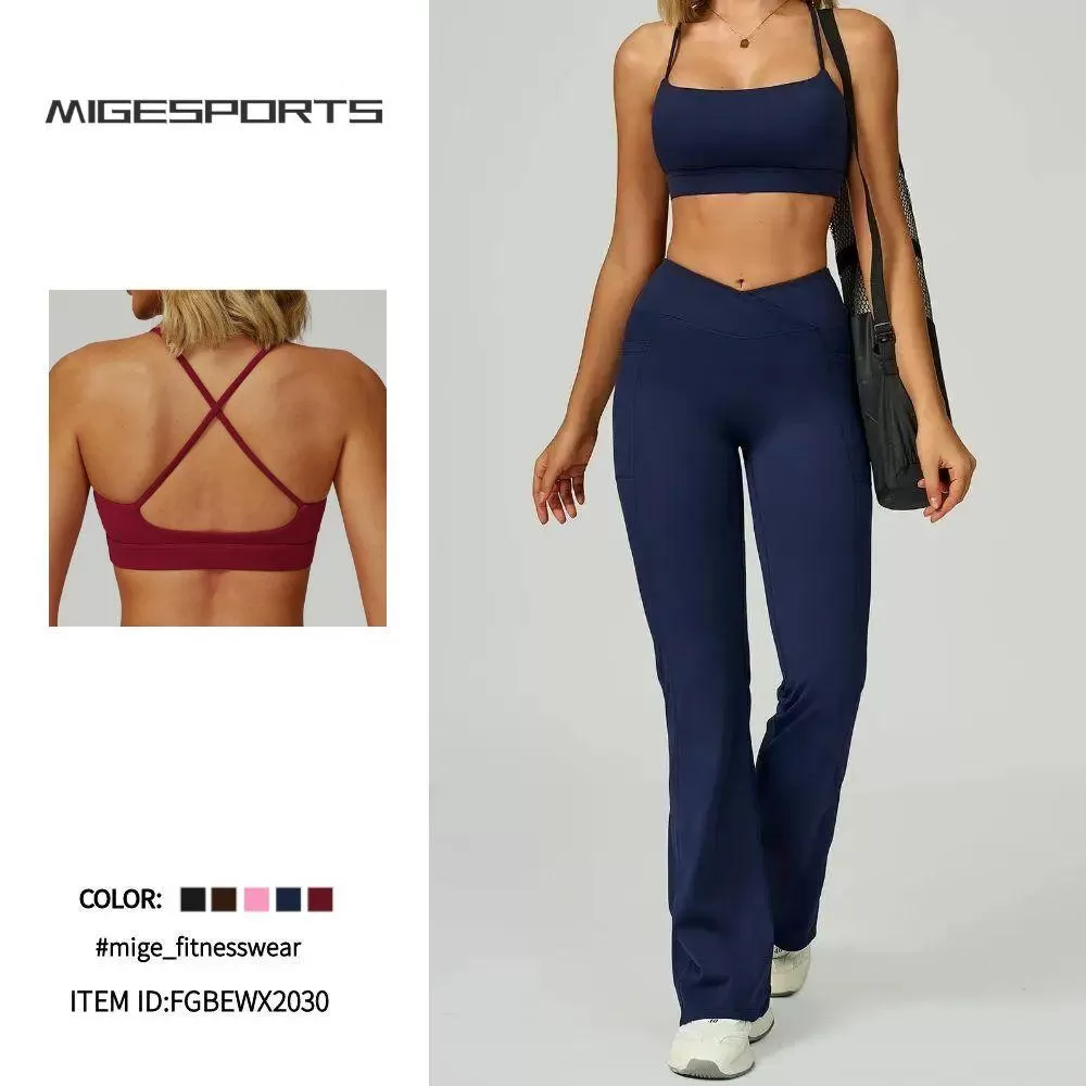 Gym Yoga Bra Backless Cross Bras Running Fitness Comfortable Sports Bra for Women FGBEWX2030