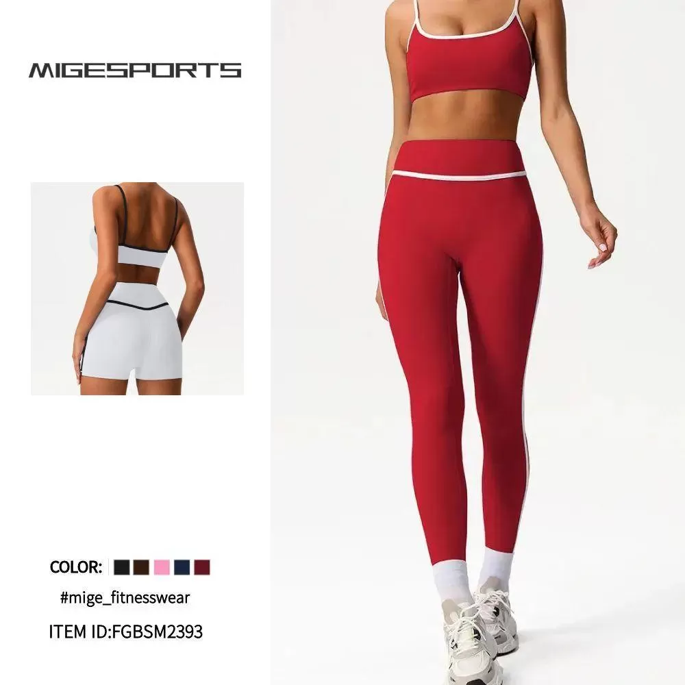 Custom Women Workout Fitness 2PCS Leggings Suit Hip Line Design Sportswear Gym Fitness Sets FGBSM2393