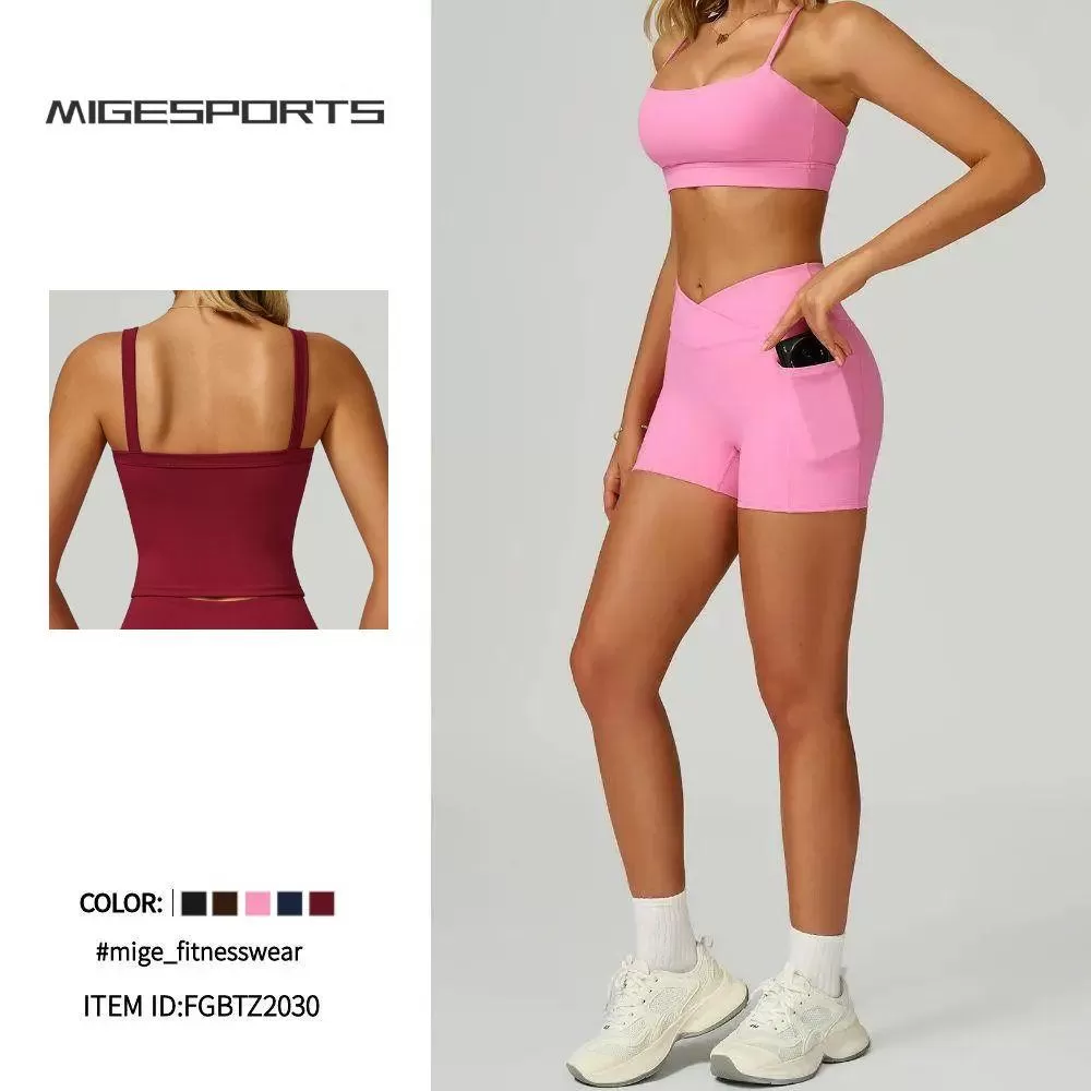 Women Gym Clothing Wear Sports Bra Vest Shorts Yoga Leggings Pants Set Fitness Gym 5PCS Set FGBTZ2030