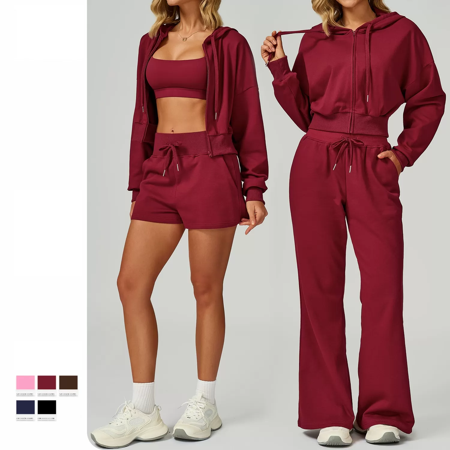 New  Sports Suits 3Piece Set with Hooded Jacket & Joggers for Outdoor Running Gym FGBTZWY2030