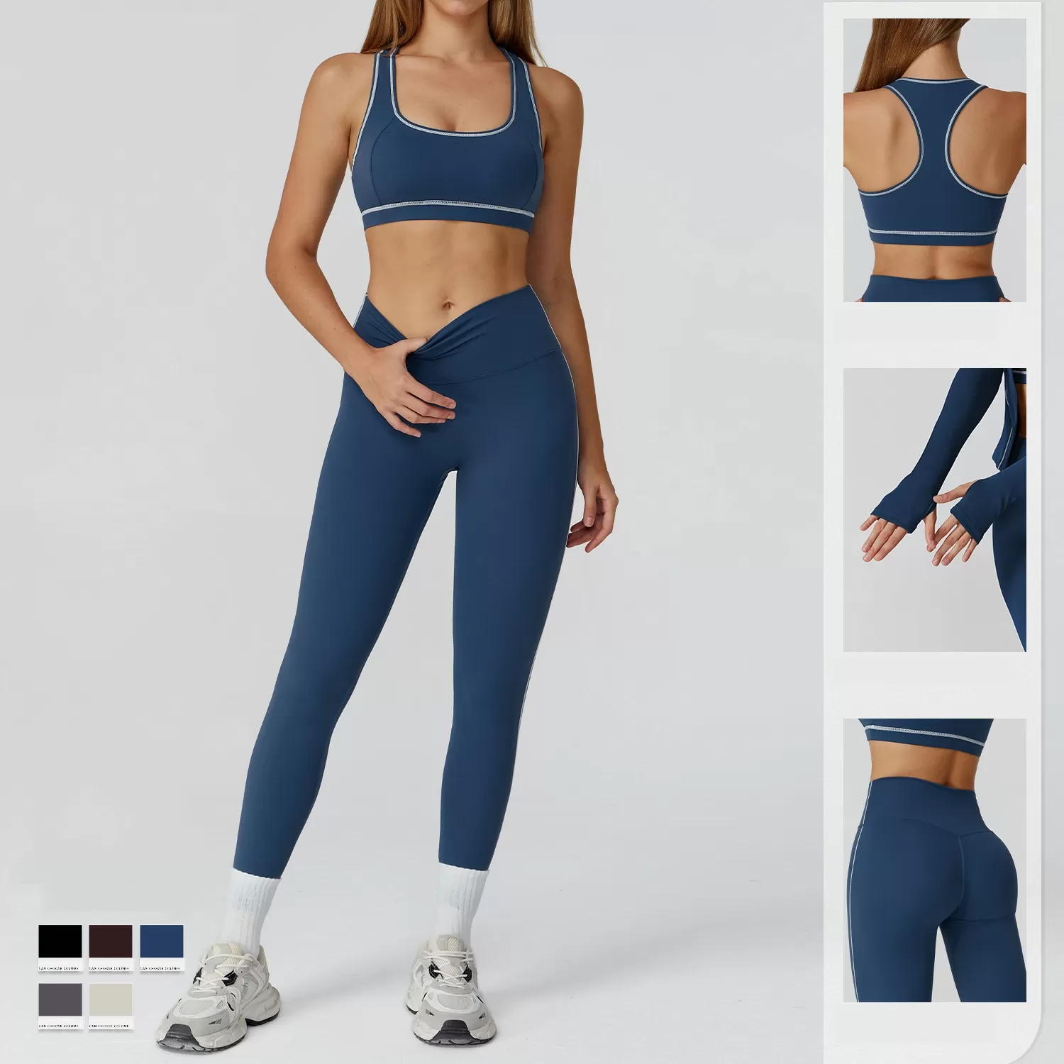 Hot Selling Women's Yoga Leggings Set Fitness Workout Pants Sports Bra Activewear Tight Butt Gym  Yoga Set FGBTZ2036