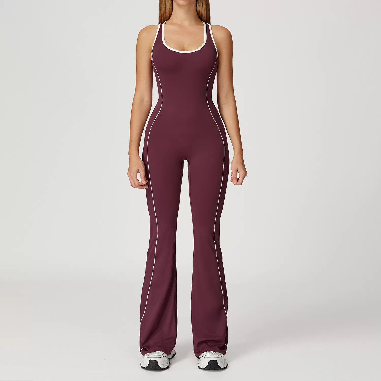 Wholesale  Tight Yoga Suit Dance Butt Lifting Tummy Control Flared Hem Jumpsuit One Piece Yoga Clothes Yoga Jumpsuit FGBDLT5009