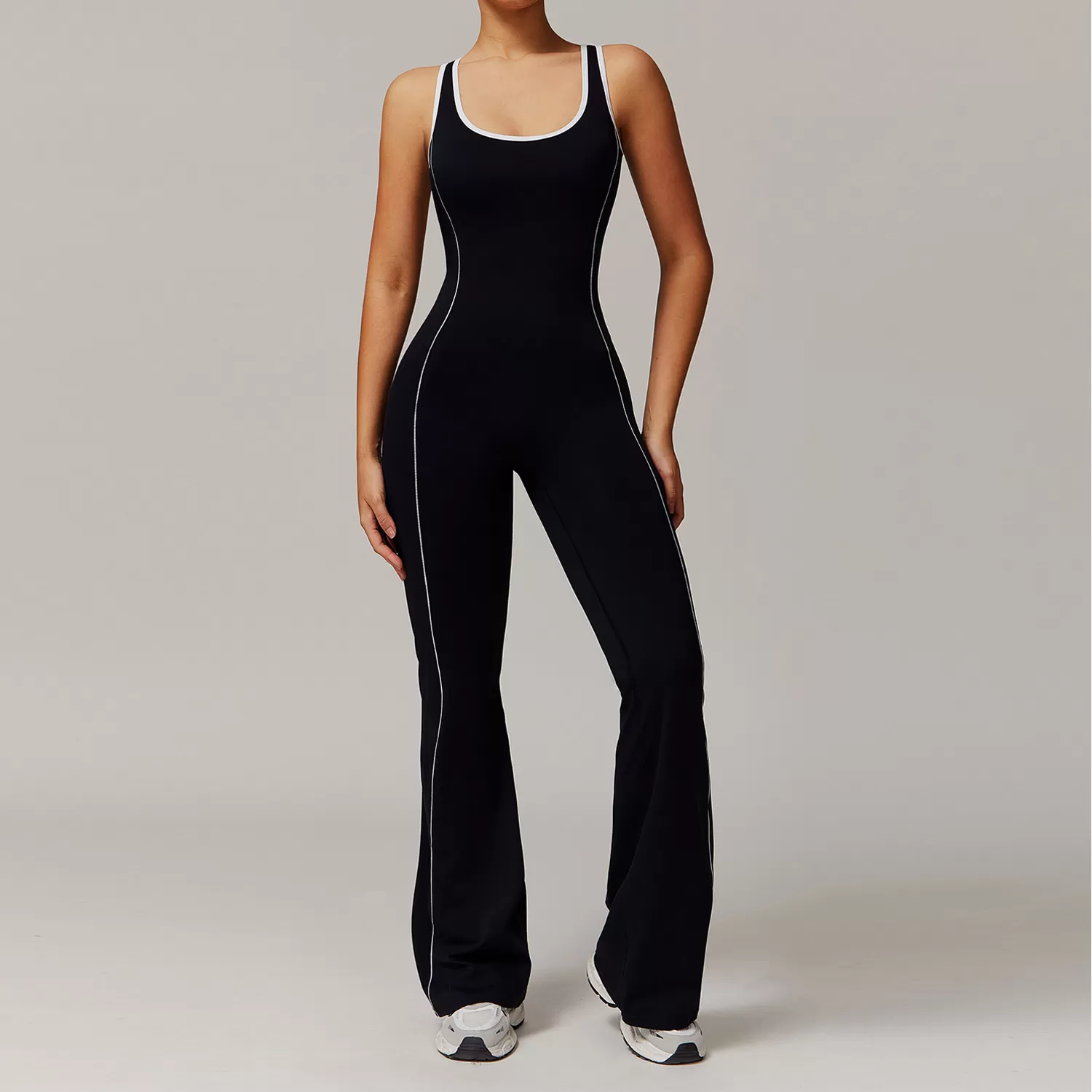 Wholesale  Tight Yoga Suit Dance Butt Lifting Tummy Control Flared Hem Jumpsuit One Piece Yoga Clothes Yoga Jumpsuit FGBDLT5009