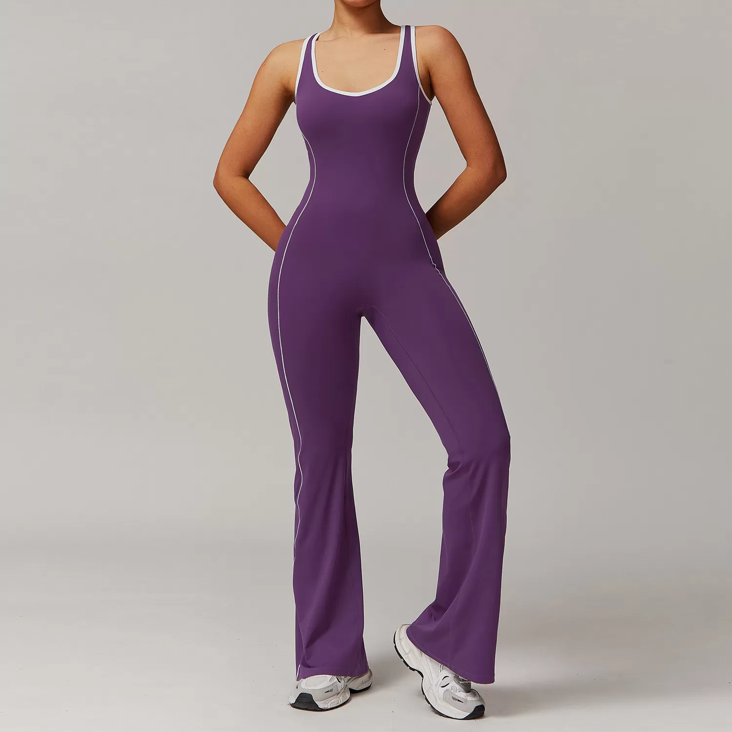Wholesale  Tight Yoga Suit Dance Butt Lifting Tummy Control Flared Hem Jumpsuit One Piece Yoga Clothes Yoga Jumpsuit FGBDLT5009