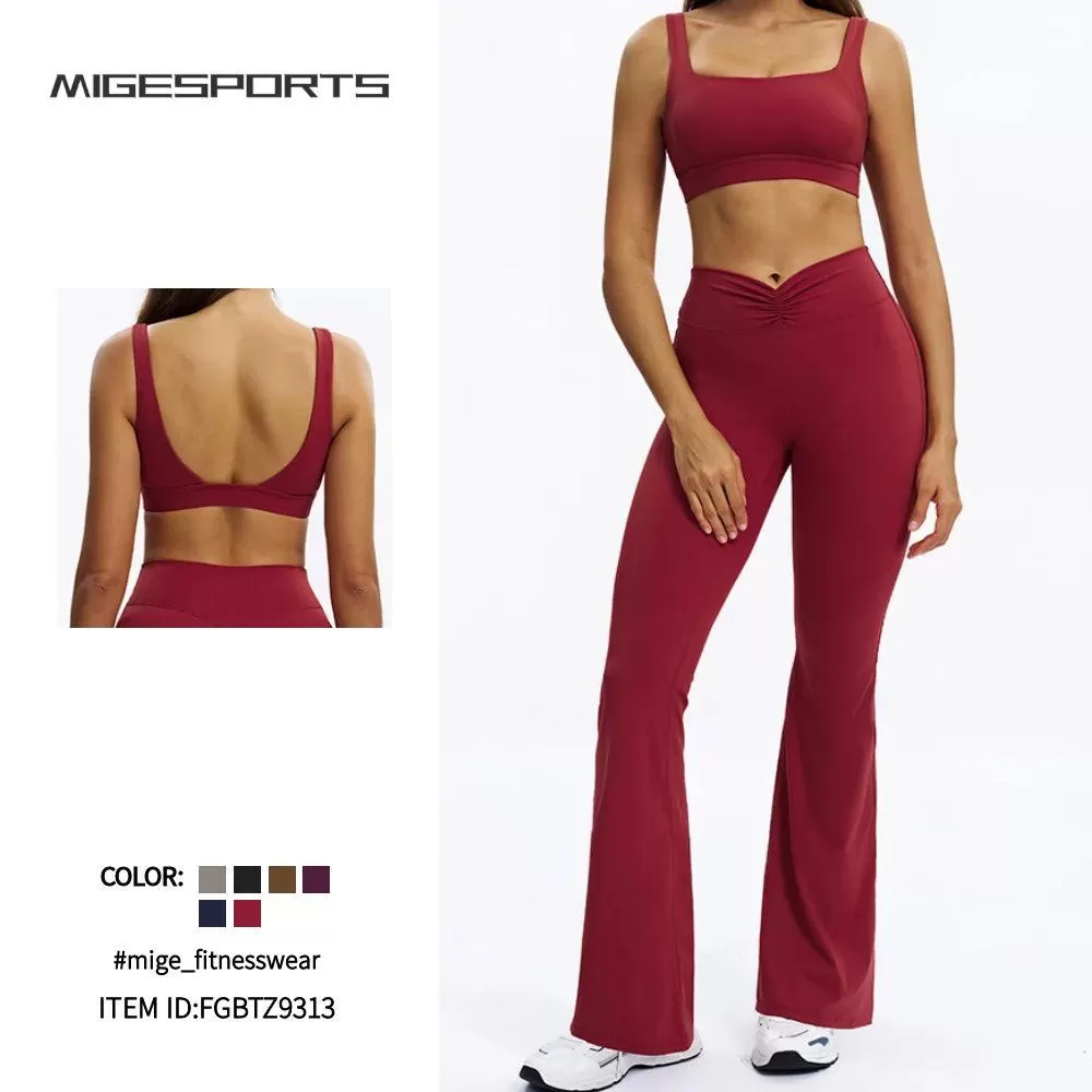 High Waist Scrunch Butt Leggings 6Piece Suit Gym Fitness Sets Yoga Clothing Set for Women FGBTZ9313