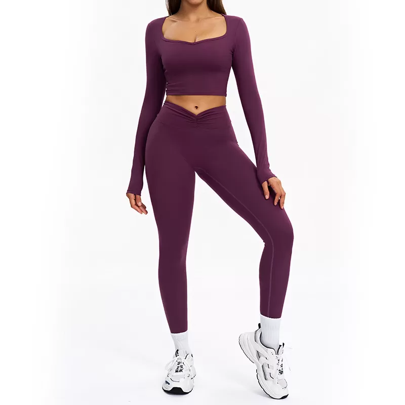 High Waist Scrunch Butt Leggings 6Piece Suit Gym Fitness Sets Yoga Clothing Set for Women FGBTZ9313