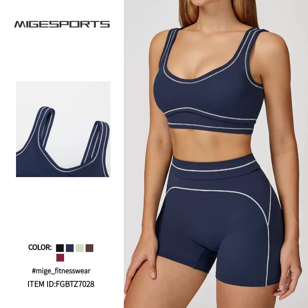 High Waist Butt Lifting Shorts Gym Yoga Outfit Stretchy Sports Bra Sets Workout Sets for Women FGBTZ7028