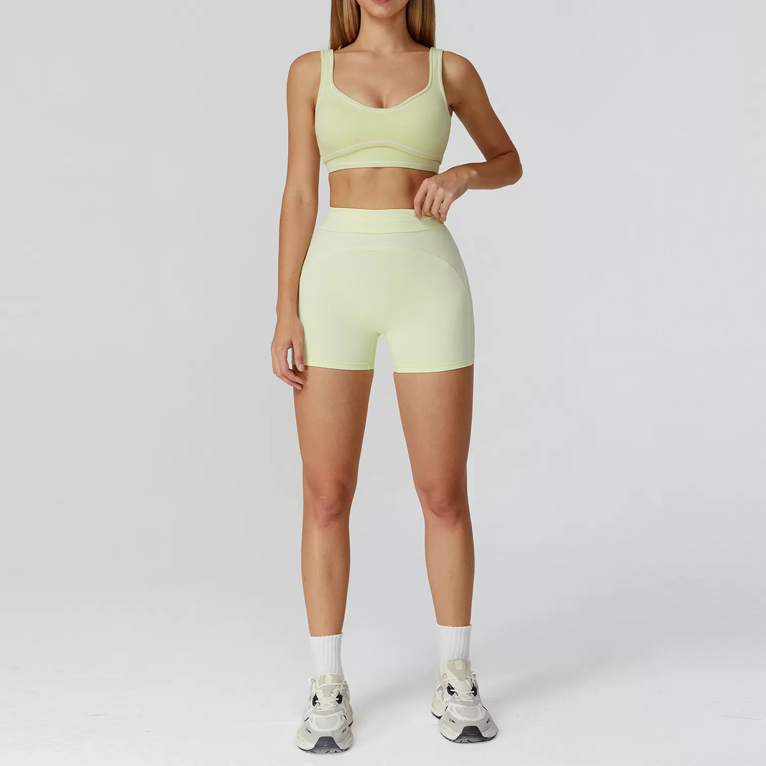 High Waist Butt Lifting Shorts Gym Yoga Outfit Stretchy Sports Bra Sets Workout Sets for Women FGBTZ7028