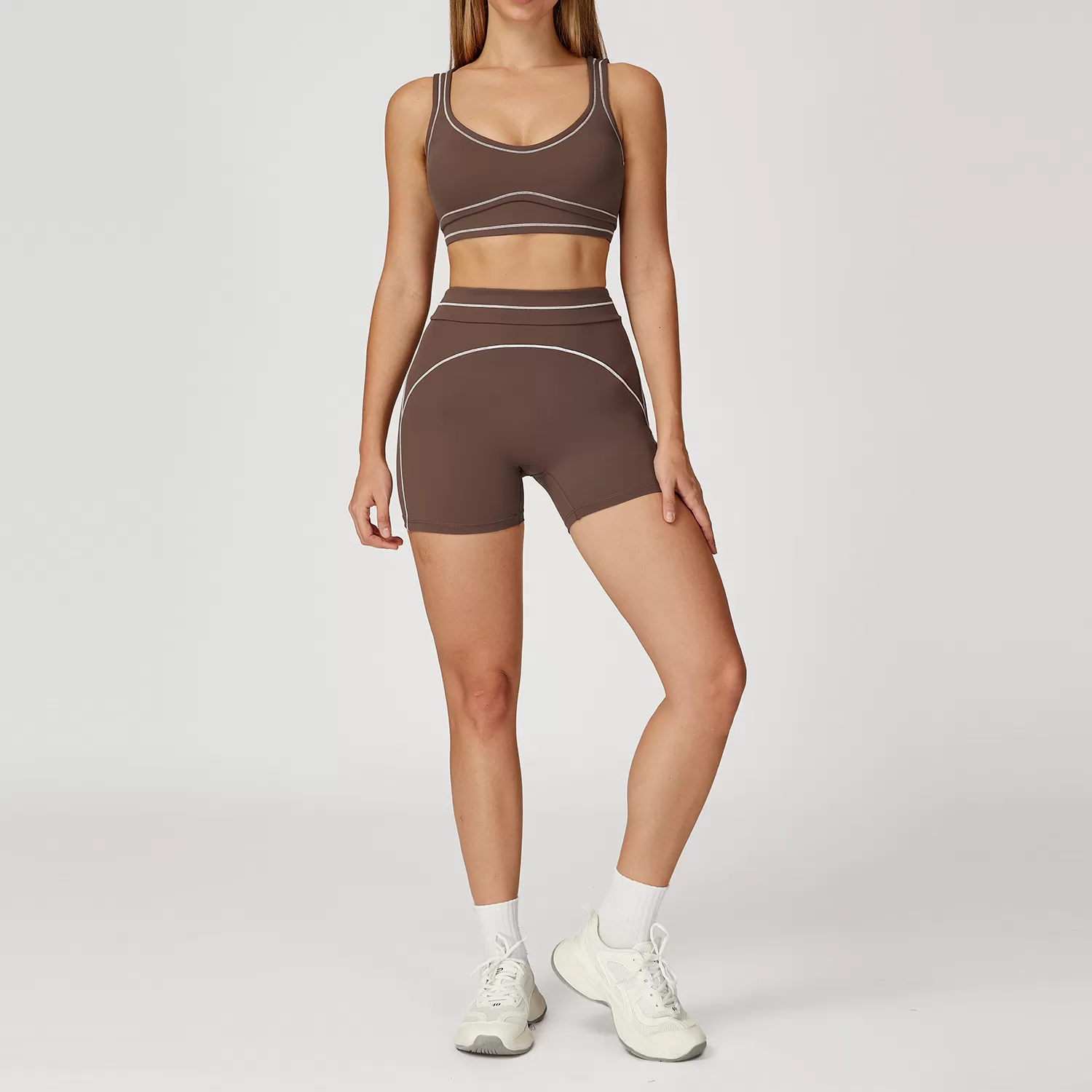 High Waist Butt Lifting Shorts Gym Yoga Outfit Stretchy Sports Bra Sets Workout Sets for Women FGBTZ7028