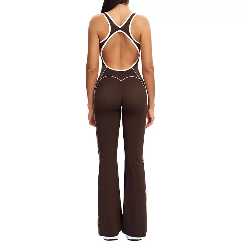 Wholesale  Tight Yoga Suit Dance Butt Lifting Tummy Control Flared Hem Jumpsuit One Piece Yoga Clothes Yoga Jumpsuit FGBDLT5009