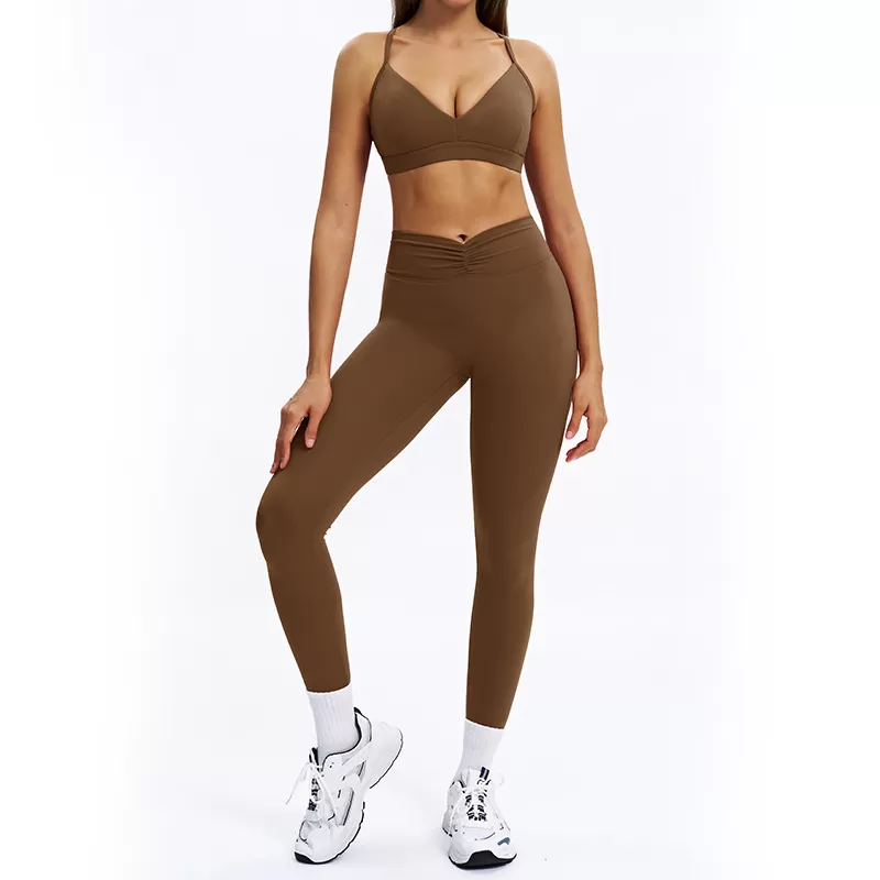 High Waist Scrunch Butt Leggings 6Piece Suit Gym Fitness Sets Yoga Clothing Set for Women FGBTZ9313